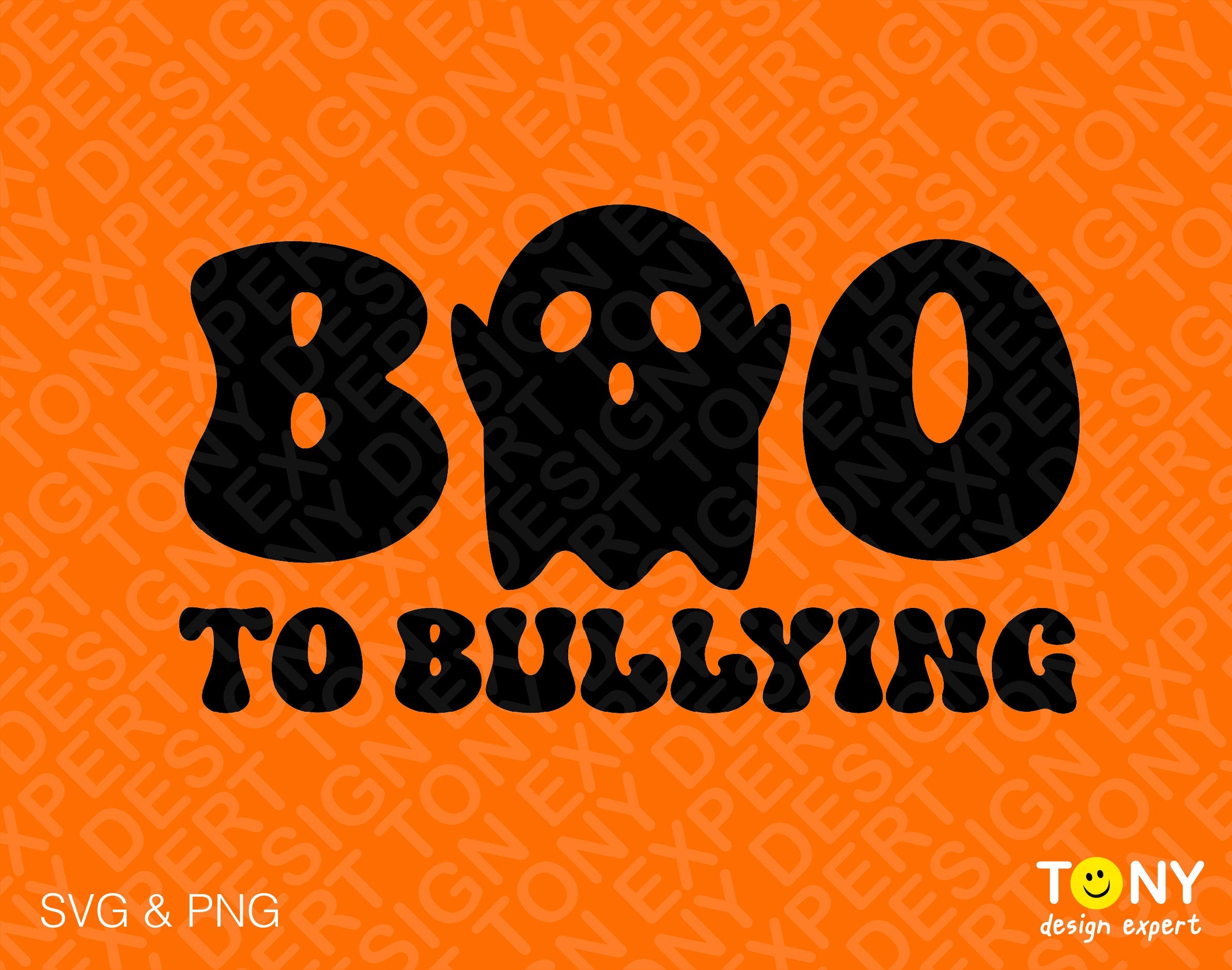 Boo To Bullying Svg Png, Stop Bullying, End Bullying Svg, Trendy Halloween Bullying Prevention Digital Download Sublimation PNG & SVG Cricut