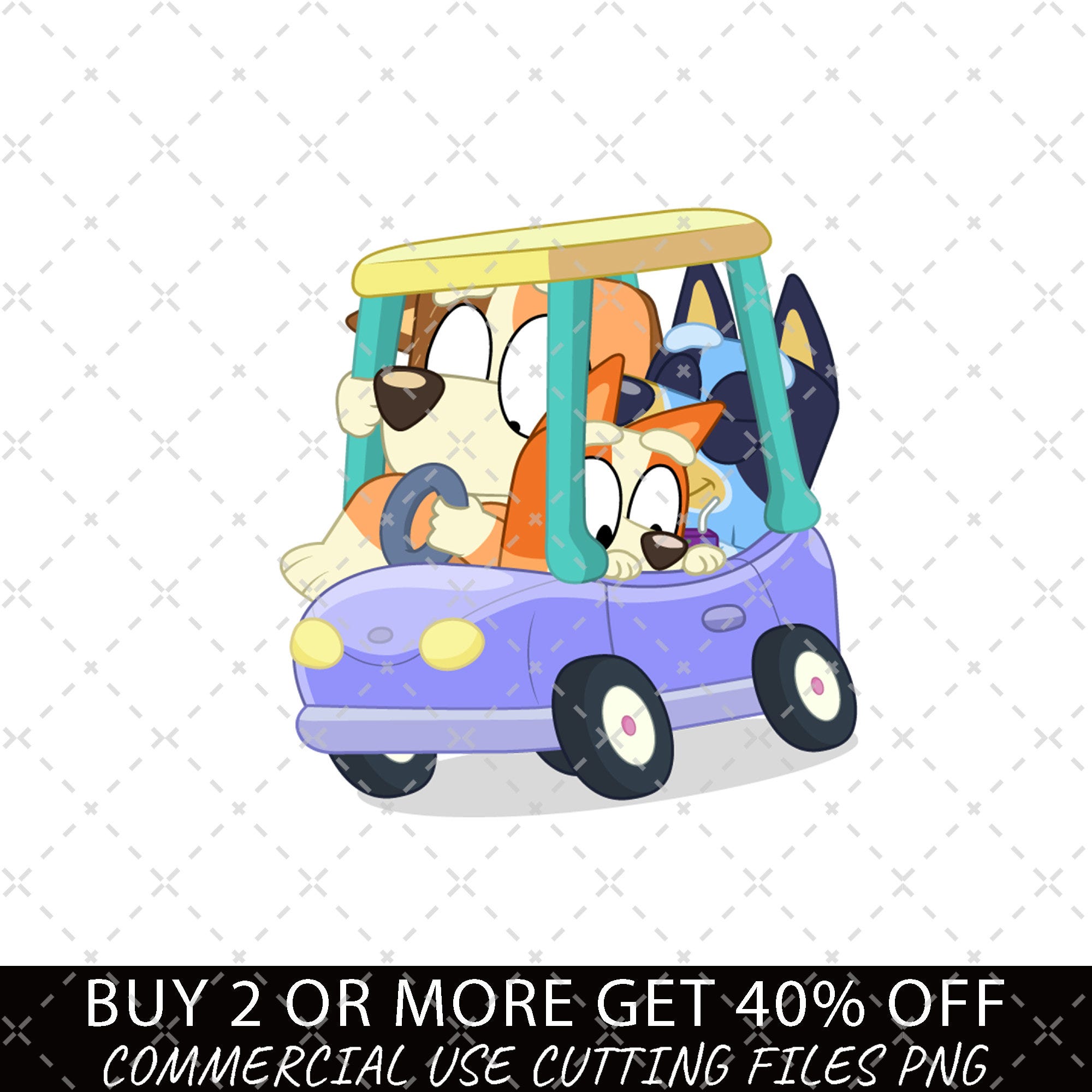 Bluey Family In The Car Png, Bluey Friends Instant Download Png, Ready to Print Bluey Png File, Bluey And Friends Digital Png