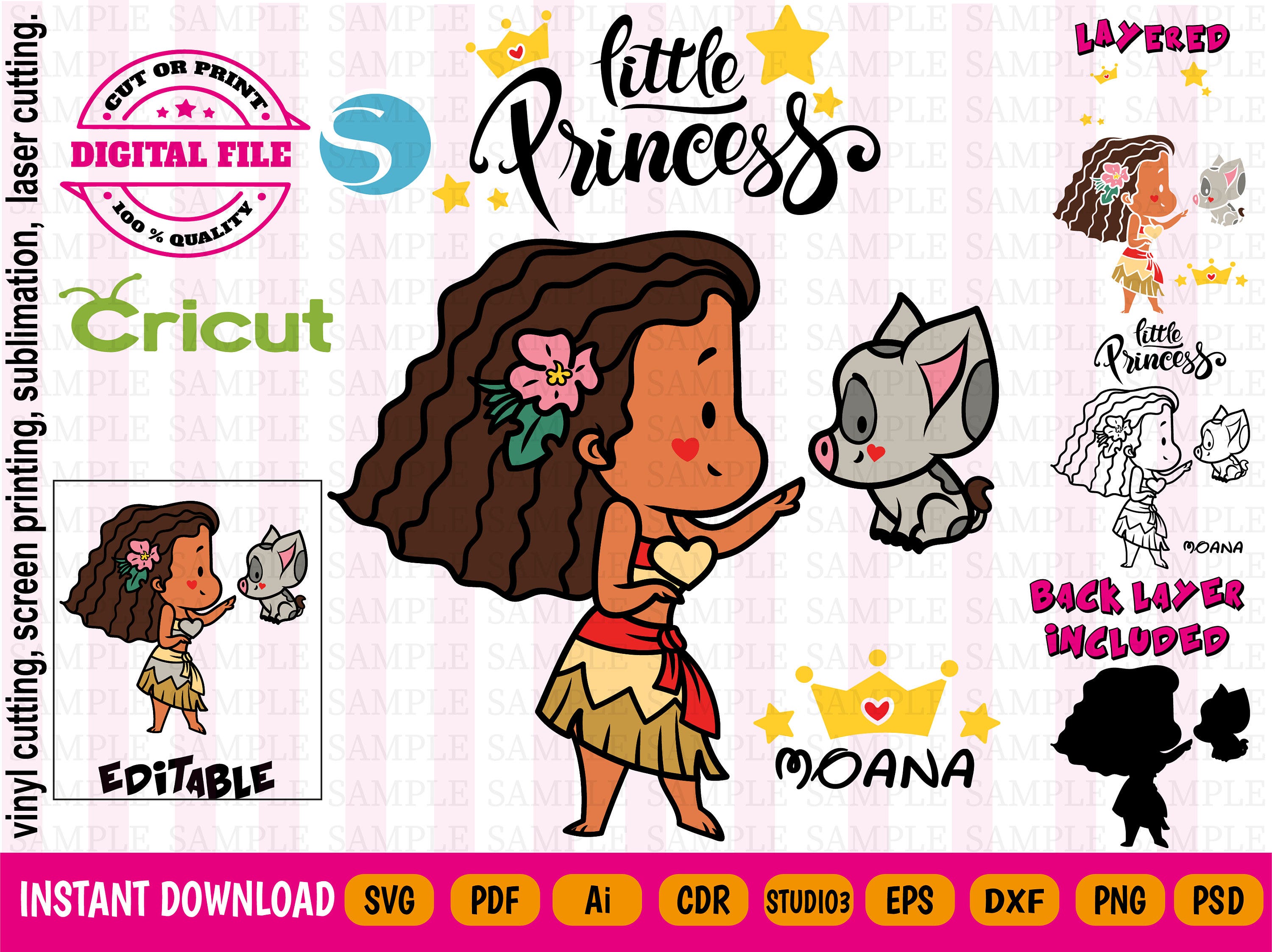 Little Princess Moana Svg - Moana Vector - Moana Clipart - Moana png - Moana - 9 file formats - Digital File Instant Download