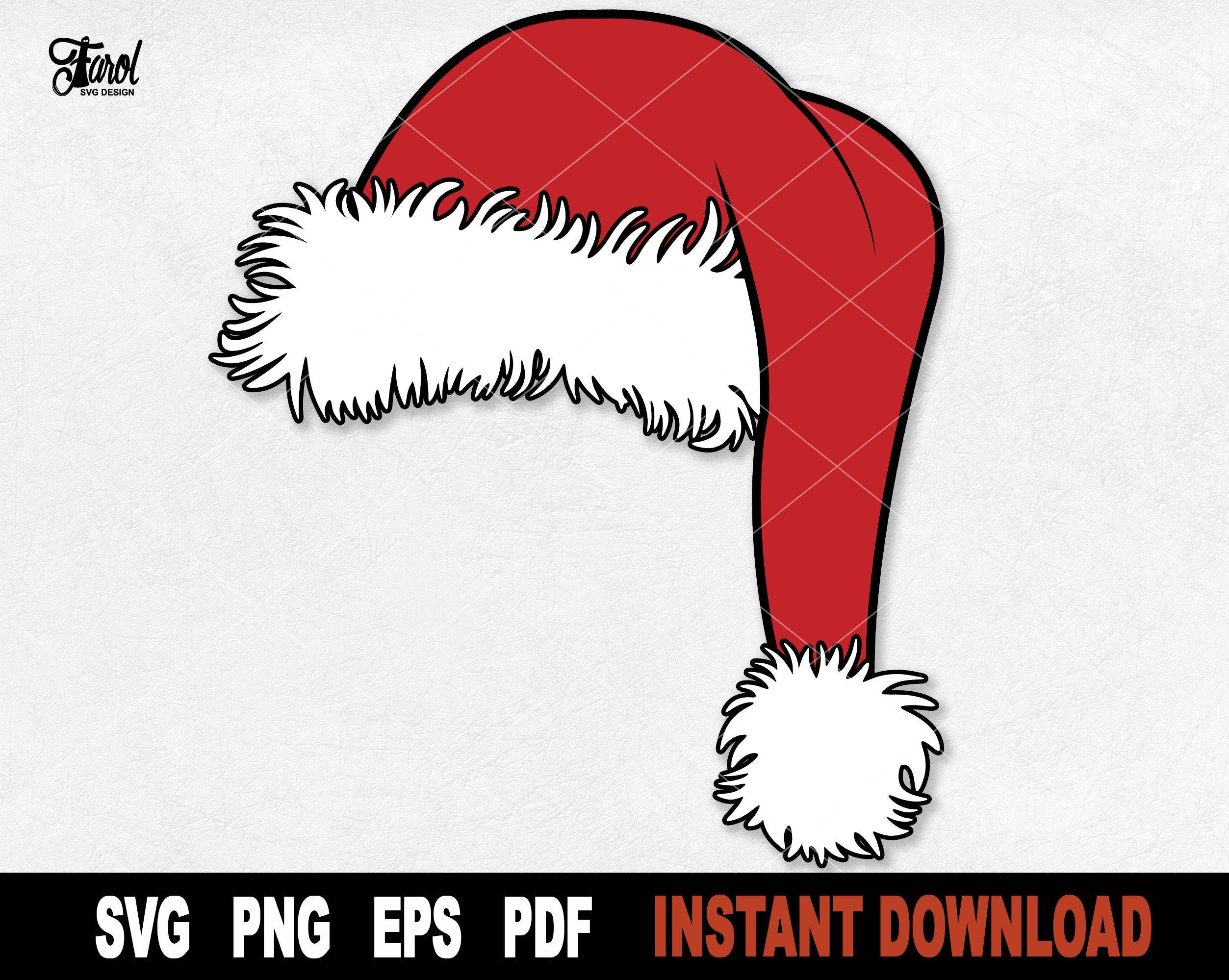 Santa Hat SVG,  Christmas Svg  Files For Cricut, Silhouette, Holiday Svg Vector Clipart, Png Art Design, Svg Cut File- Digital Download