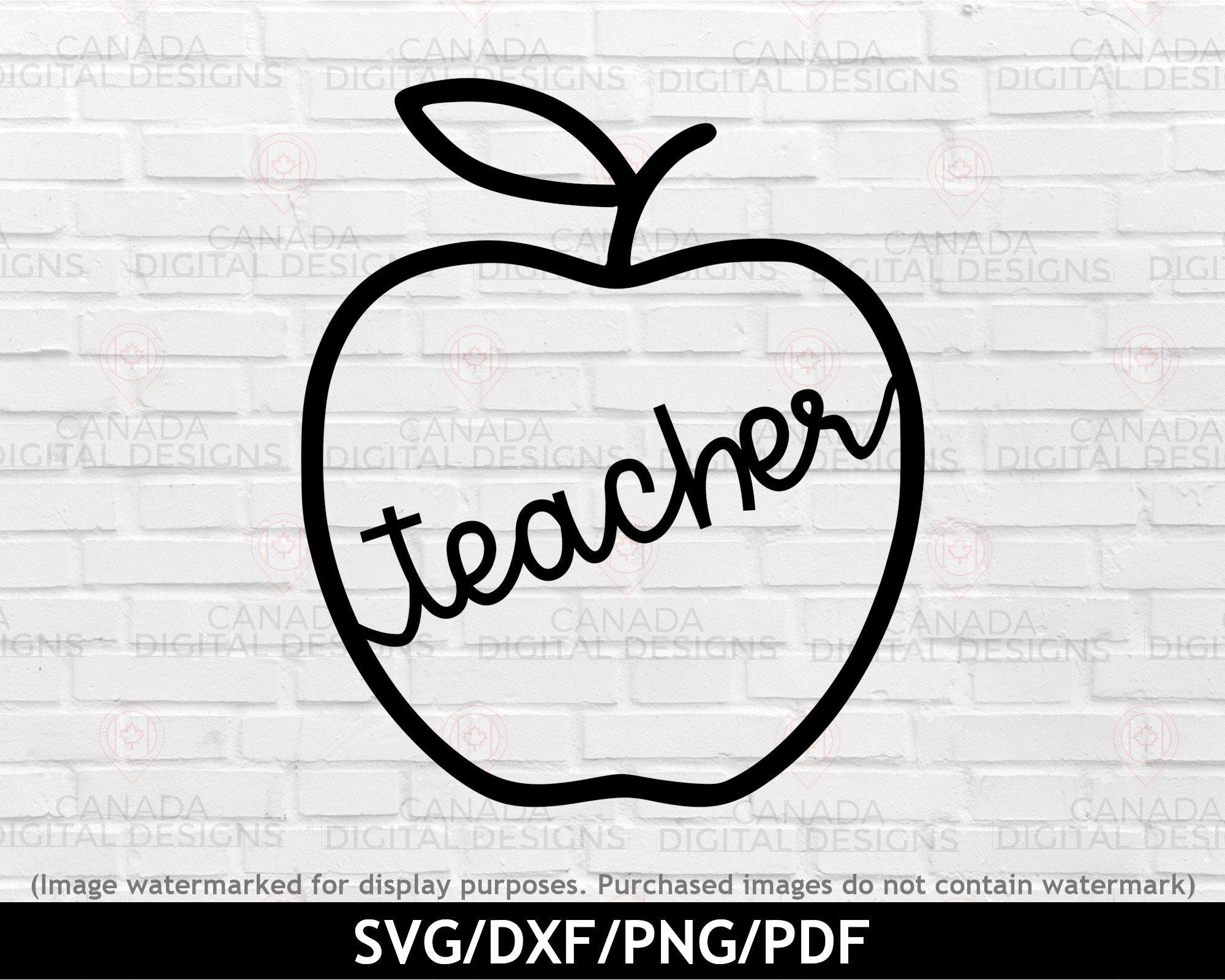 Teacher apple svg, Back to school svg, Classroom decor png, Teacher life svg, Teacher clipart, Apple outline vector, Cricut svg file