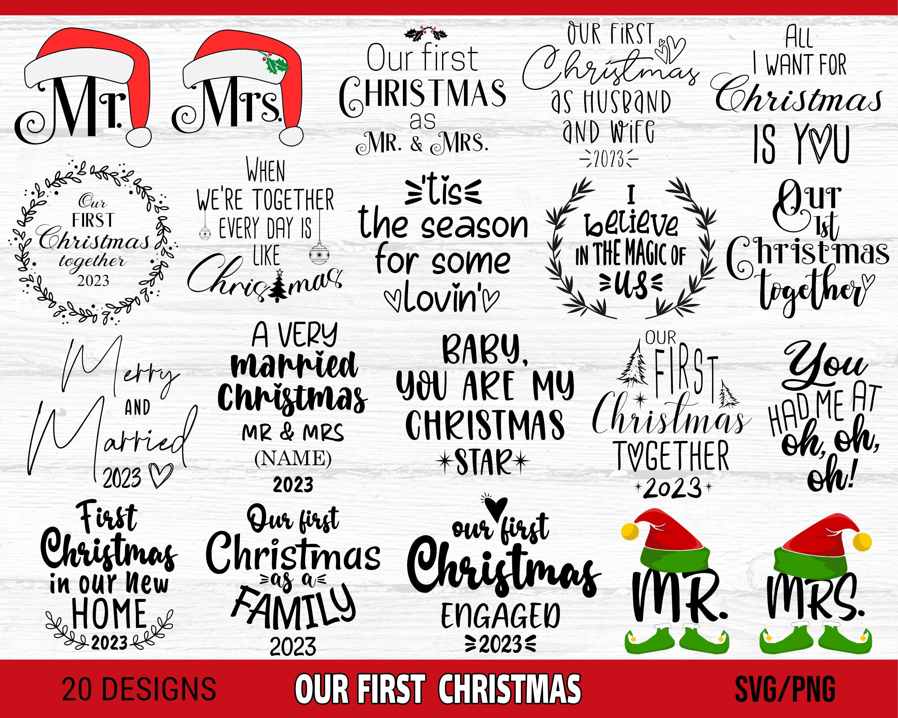Our First Christmas SVG Bundle, Christmas Ornament svg, Our First Christmas as Mr. and Mrs. svg
