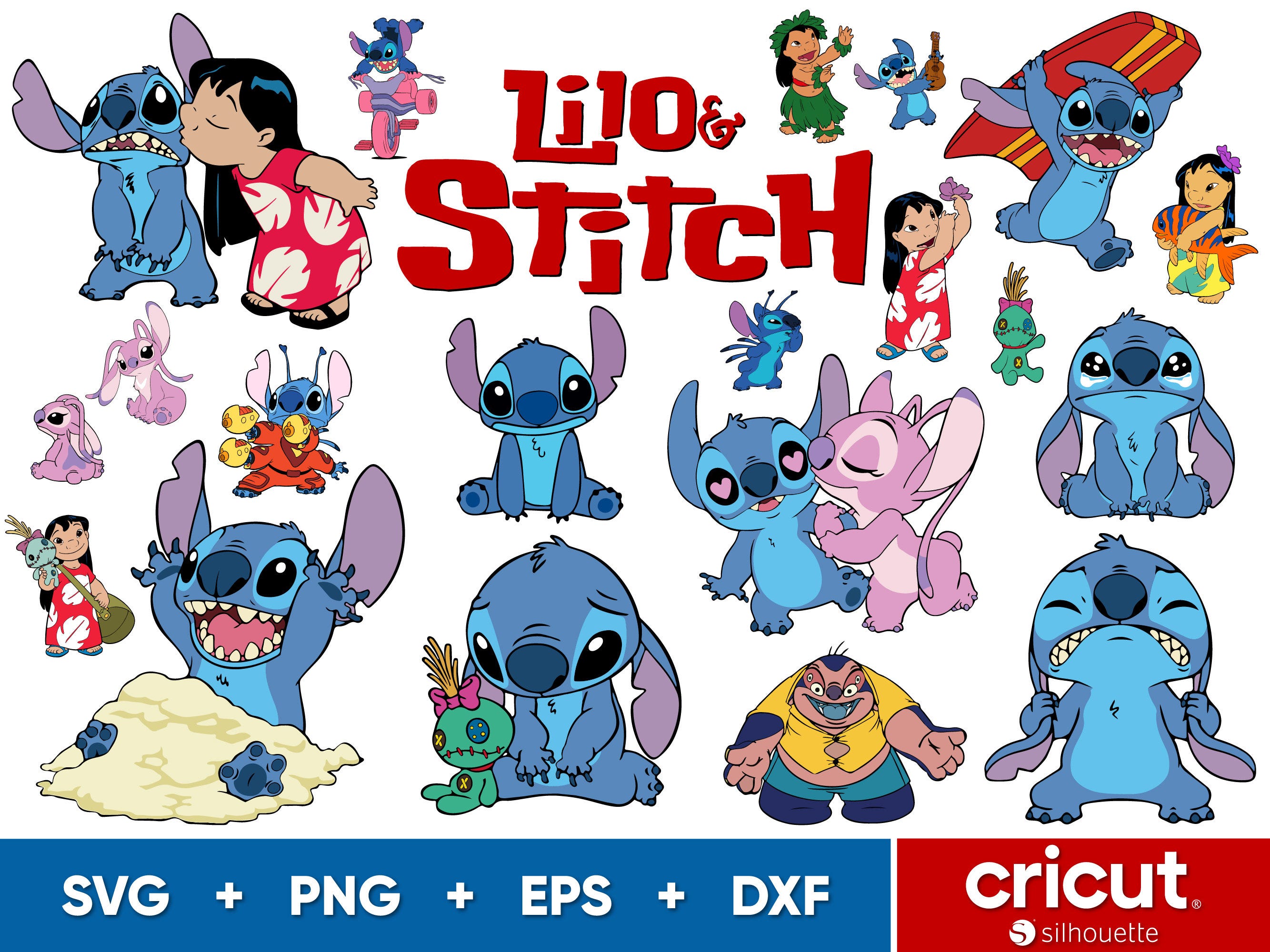 Lilo and Stitch SVG, Layered Svg Files for Cricut and Silhouette, Stitch Svg for Shirts, png, eps, dxf Instant Download