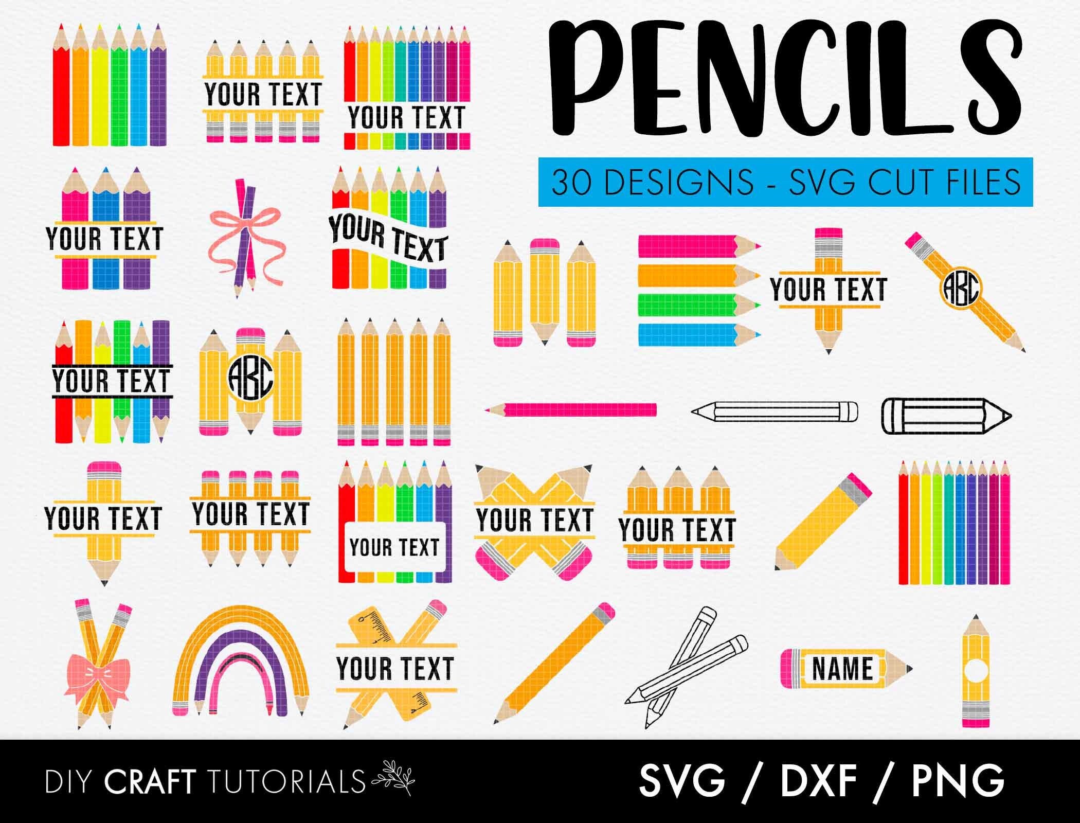Pencil svg, school supplies svg, pencil monogram svg, Teacher Svg, school svg, art svg, pencil name frame svg, pencil clipart, cricut svg