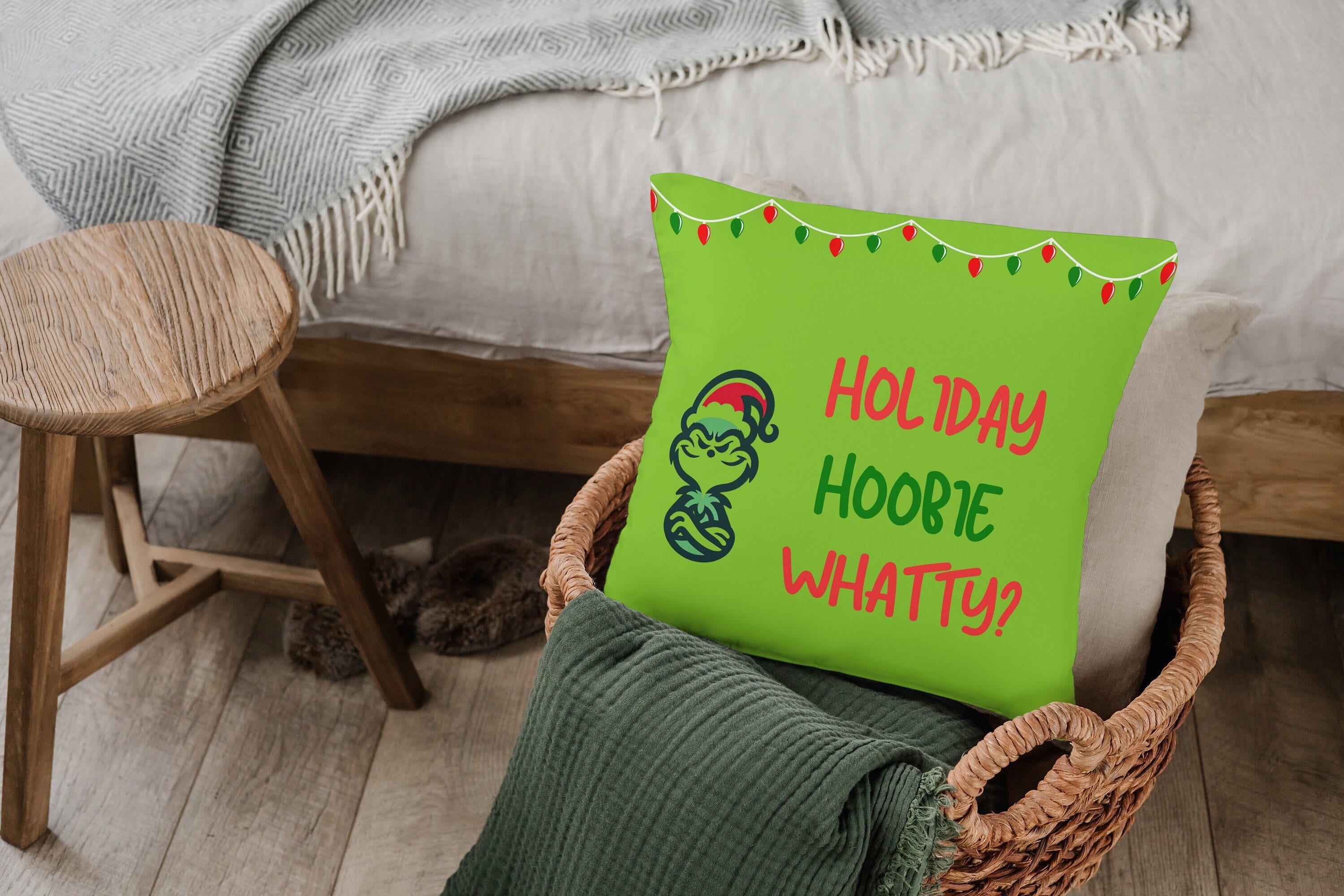 Funny Grinch Christmas Pillow Holiday Hoobie Whatty Grinch Pillow Stocking Stuffer The Grinch Pillow Movie Quote Pillow Christmas Present