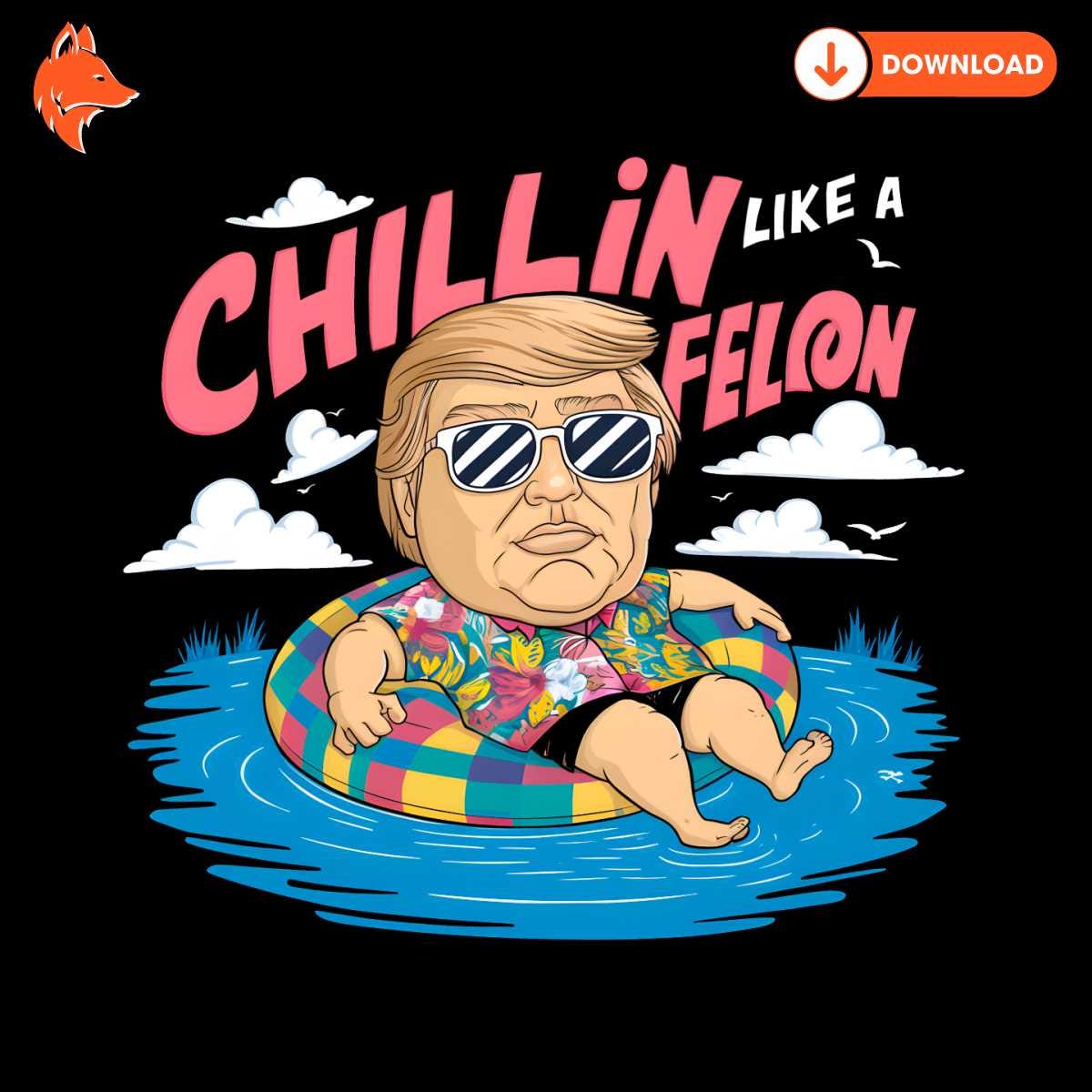 Free Funny Chillin Like A Felon Caricature PNG