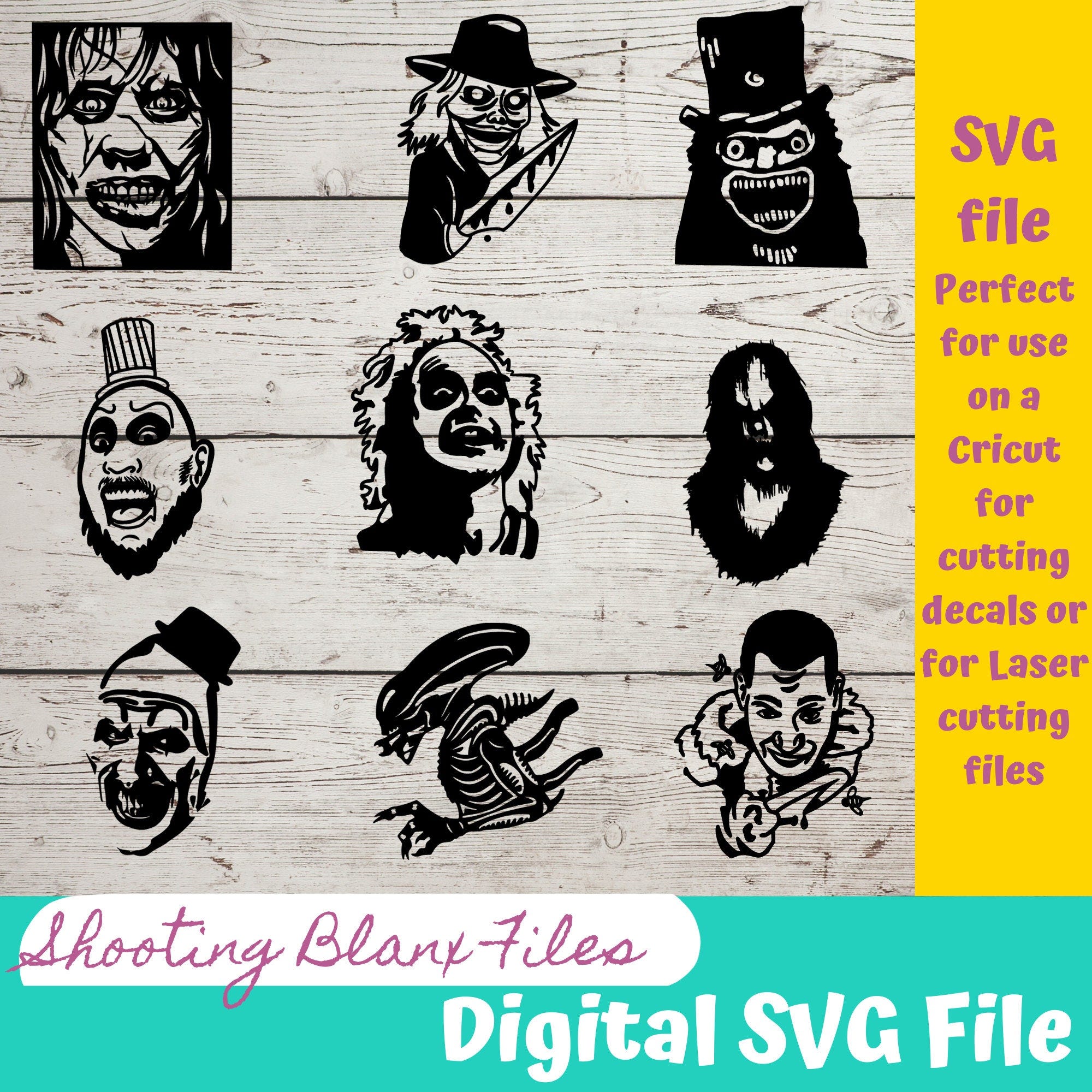 Horror SVG files perfect for Cricut & Modern Horror, also for laser cutting Glowforge, Halloween Files, scary, movie monsters