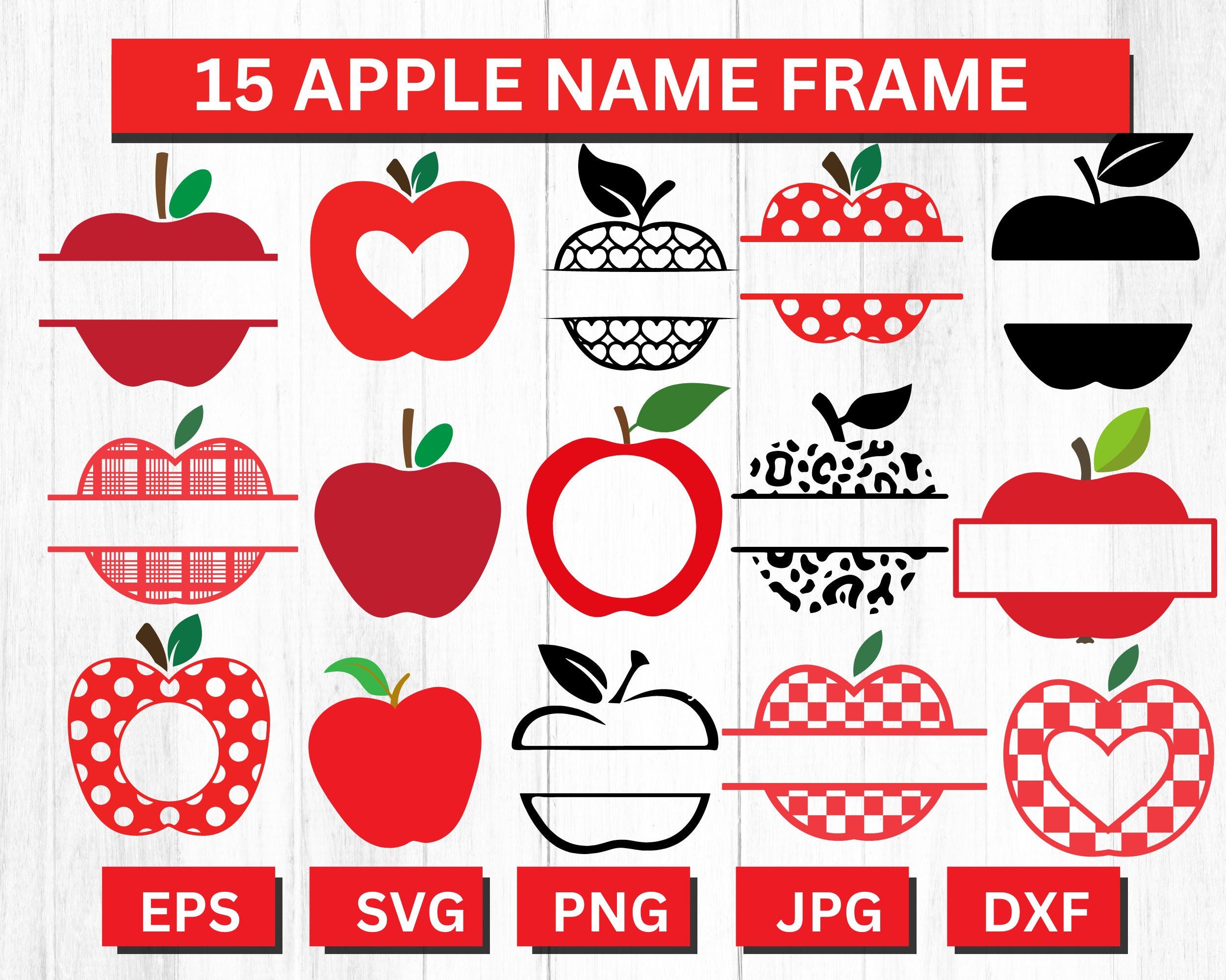 Apple Name Frame Svg,   Apple Svg Bundle,  Apple Png,  Apple Clipart,  Apple Name Frame,  Apple Split Frame,   Apple Cut File,   Sublimation