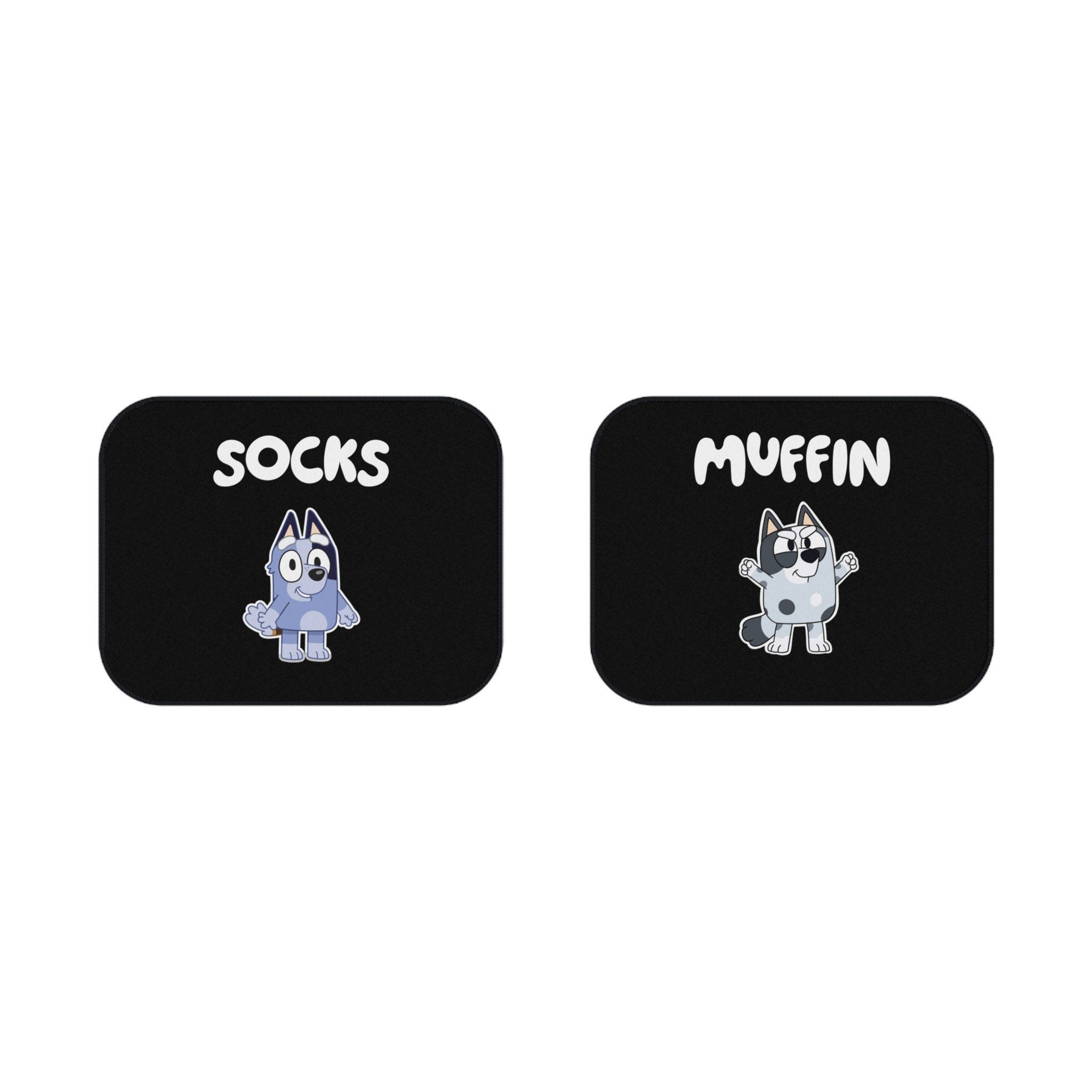 Socks and Muffin Car Mats (2x Rear), Bluey Car Mats, Bluey Muffin Merch, Bluey Socks Merch, Bluey Sibling Sets, Bluey Car accessories,