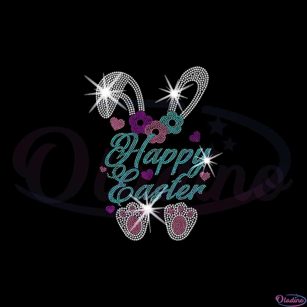 Happy Easter Cute Bunny Sparkle Spangle Bling Svg Cutting Files