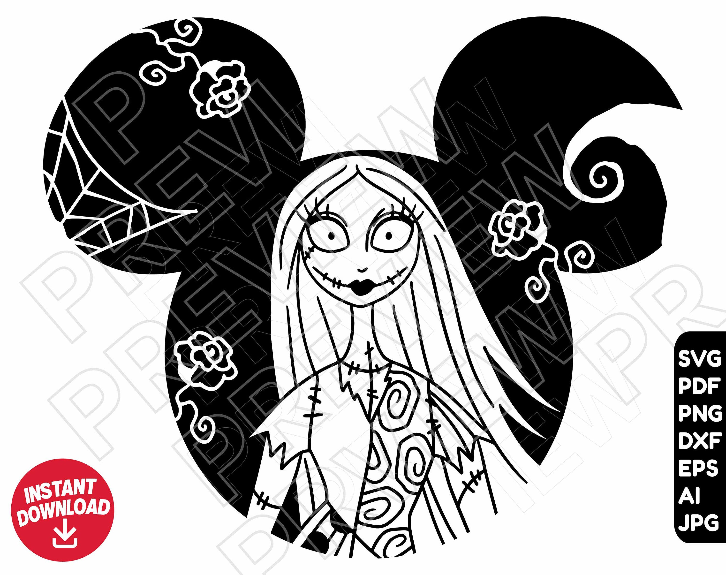 The Nightmare Before Christmas Sally SVG png clipart , Halloween SVG , cut file outline silhouette