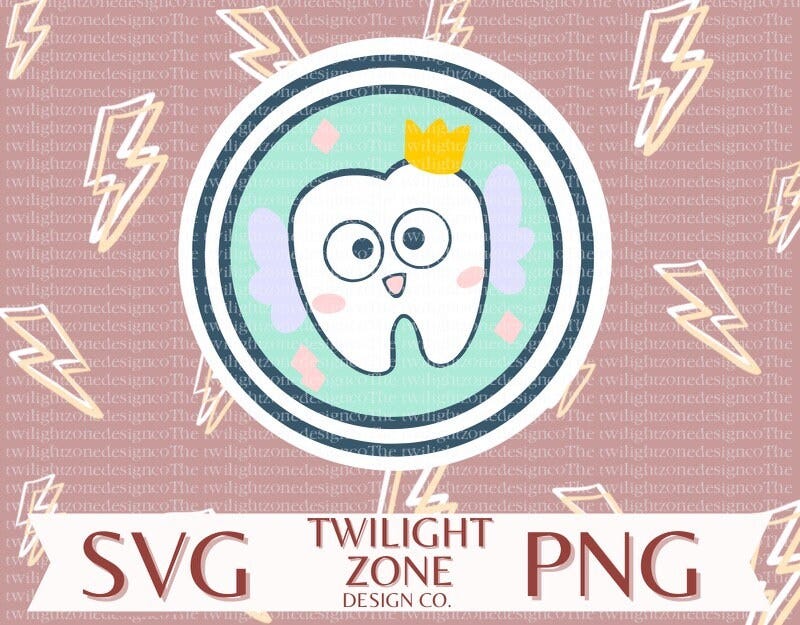 Toothfairy badge SVG | easy cut file for Cricut, Layered by colour. PNG | colour file for printing and sublimination