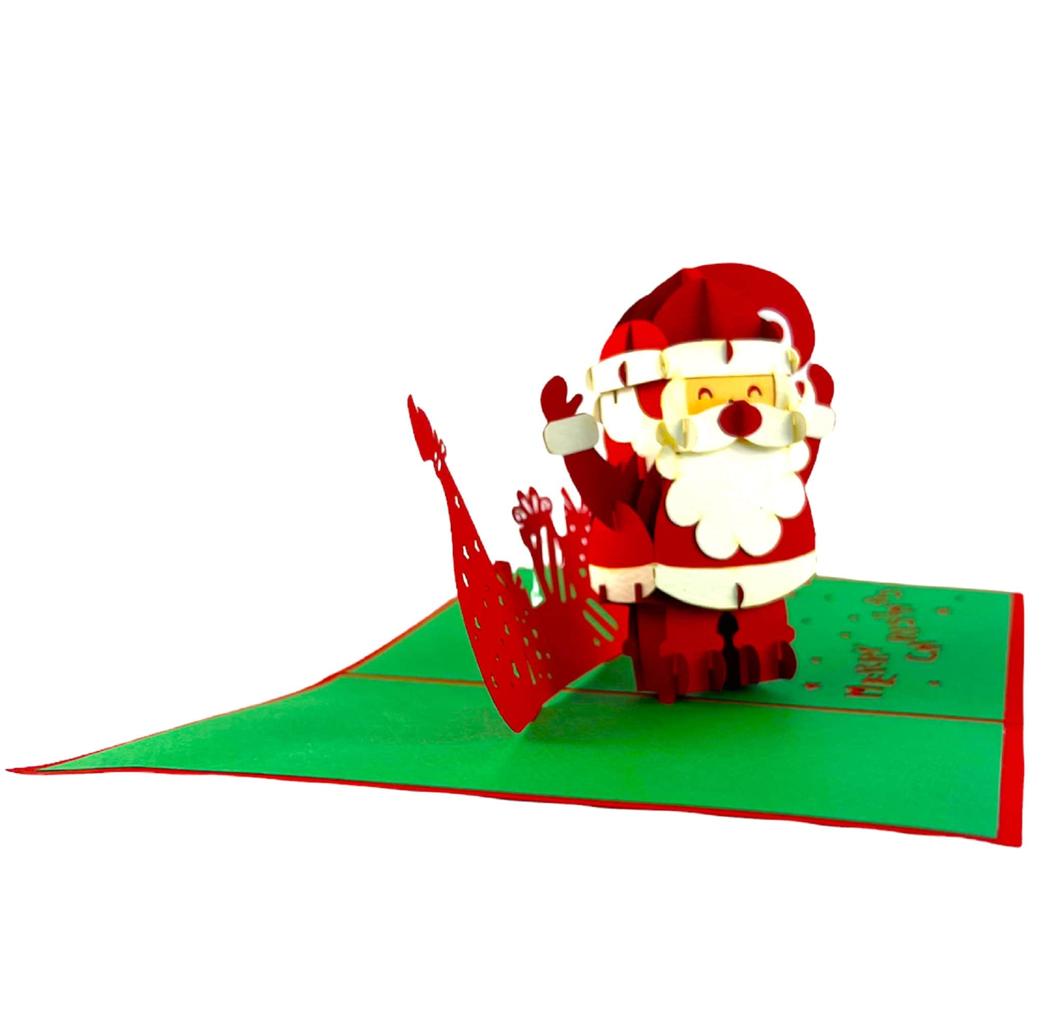 handmade 3D popup Xmas card Merry Christmas Santa Claus gift bag