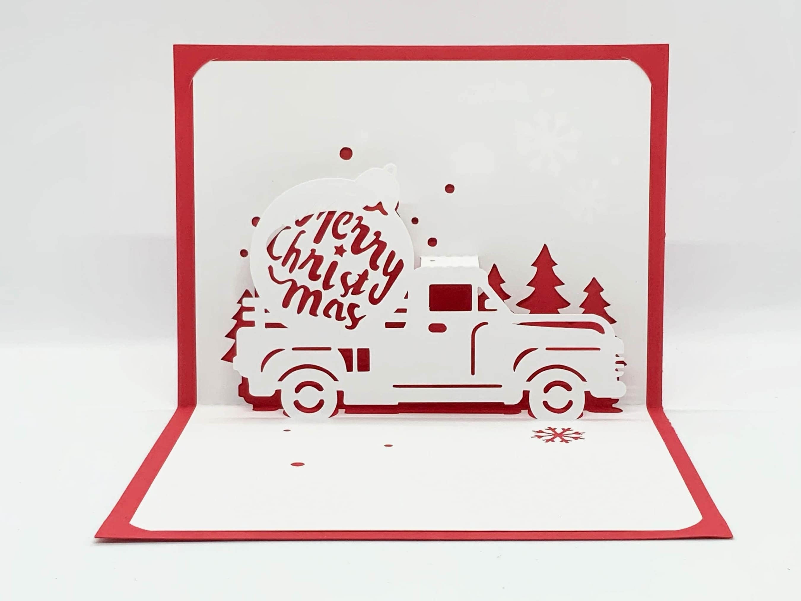 Digital template Pop-up Christmas card, Christmas truck delivery, SVG, DIY, instant download