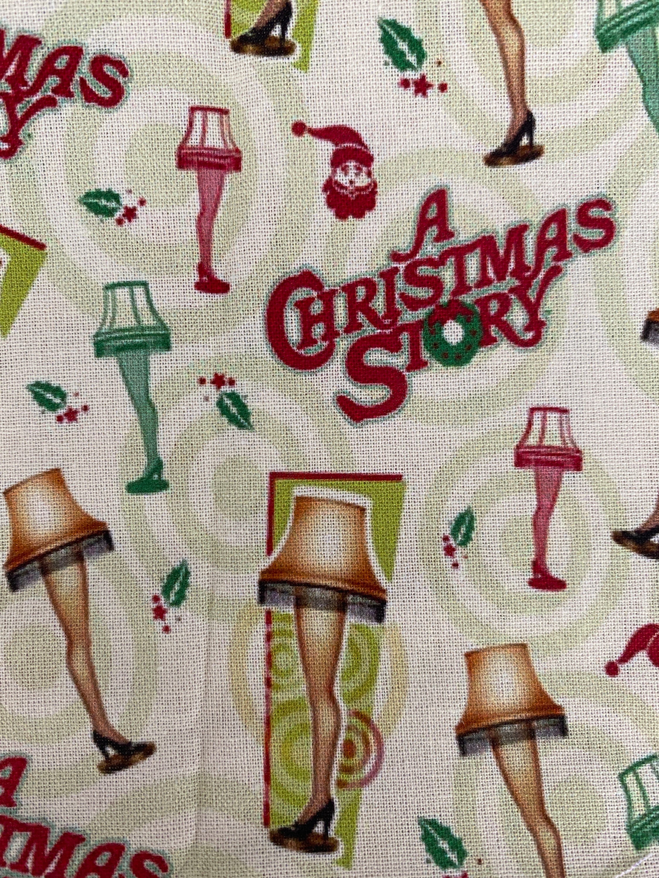 18 x 10" A Christmas Story Fabric 100% Cotton Fabric Remnant Leg Lamp