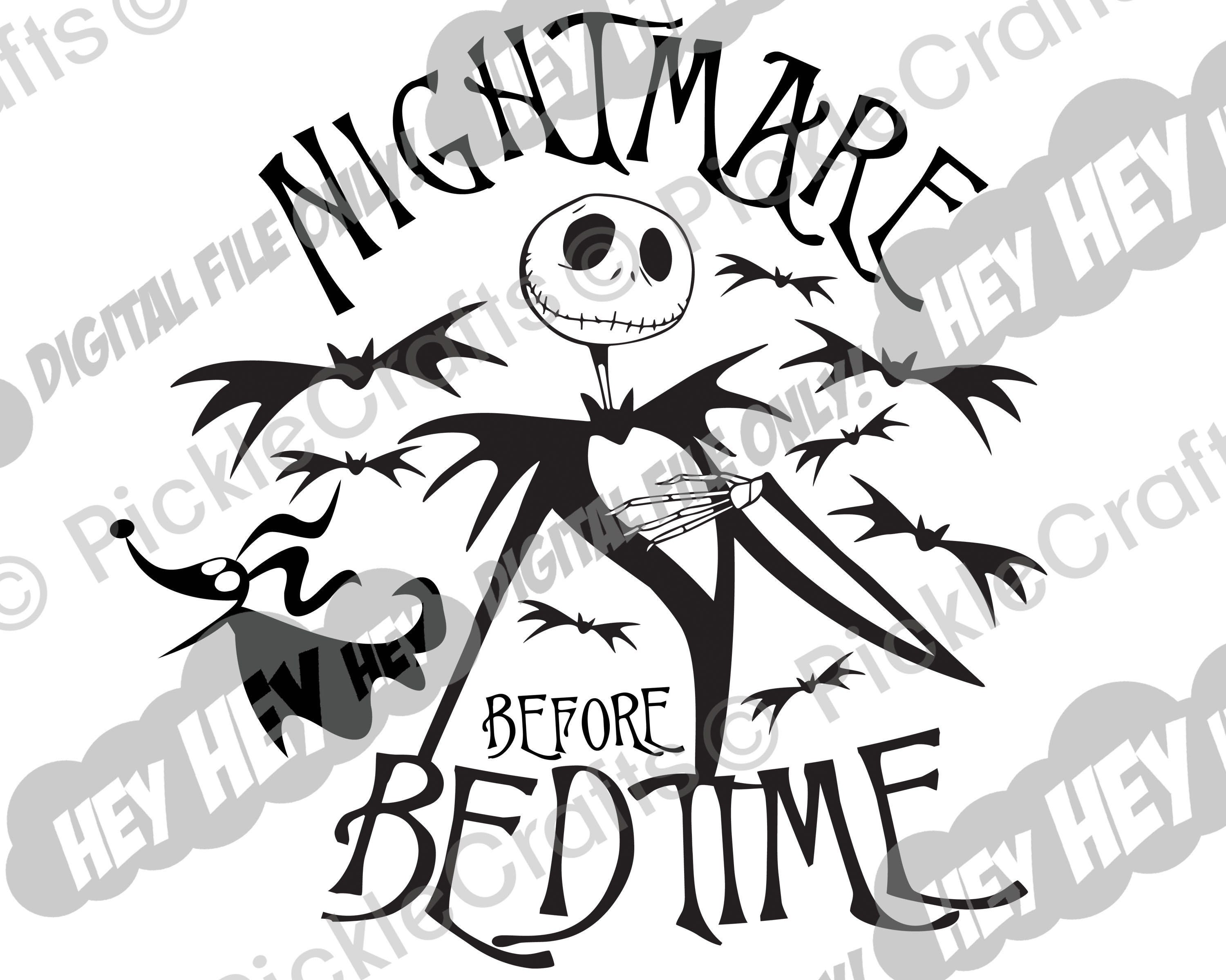 Nightmare Before Christmas Bedtime Halloween Kids Onesie SVG PNG Digital Cut File Iron on Transfer Clear Waterslide Printed Decal