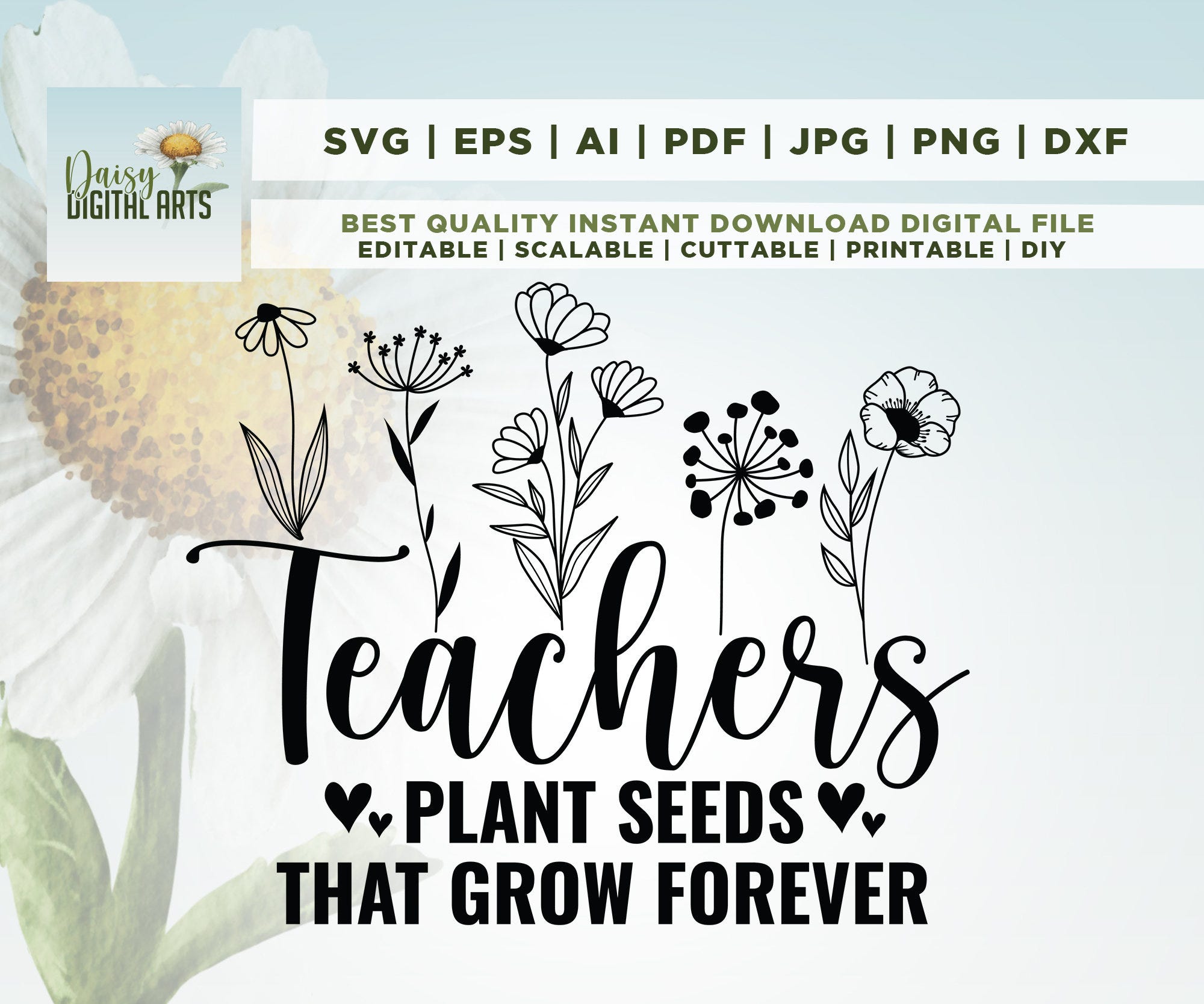 Teachers Plant Seeds That Grow Forever Svg, Teacher flower Svg, Gifts for teacher Svg, Funny Teacher Shirt Svg, Digital Download, Silhouette