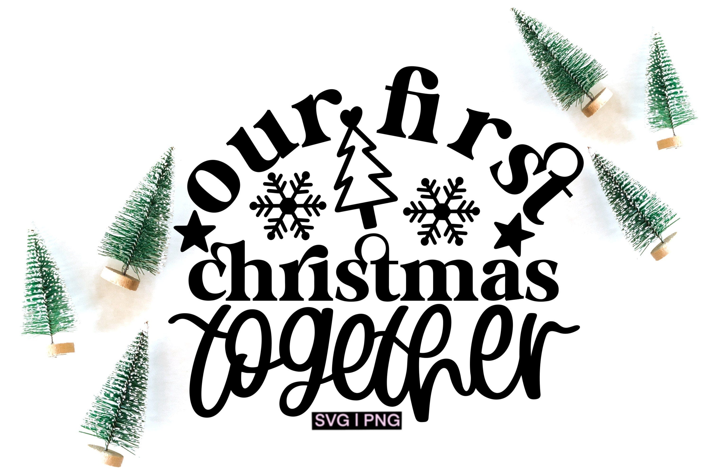 Our first christmas together svg, christmas ornament svg, mr and mrs svg, christmas couple svg, christmas decor svg, hand lettered svg, png