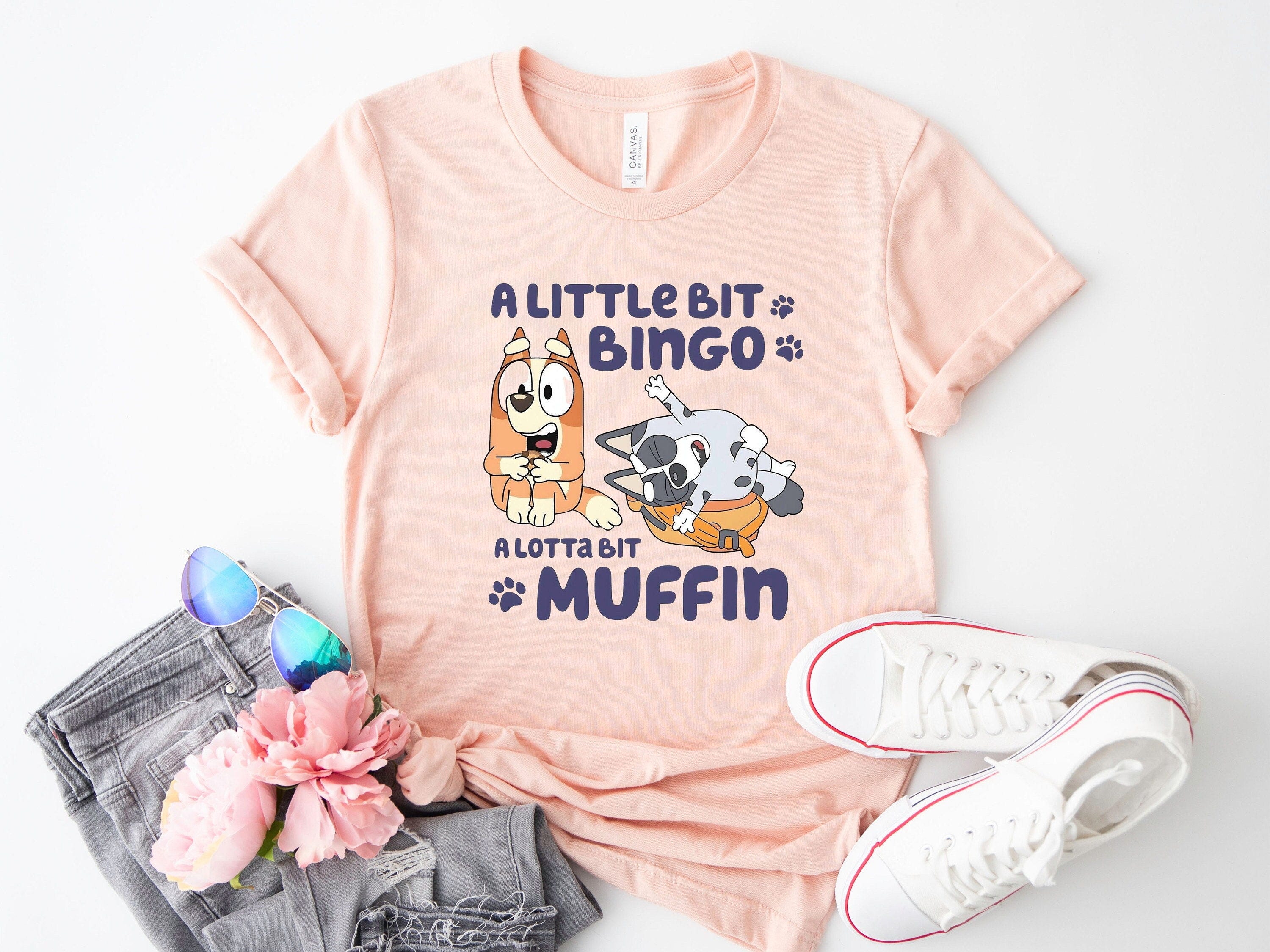 A Little Bit Bingo A Lotta Bit Muffin Shirt, Bluey and Bingo Shirt, Bingo Shirt, Bluey Family Tee, Bluey Graphic Tee Funny Bluey Theme Tee