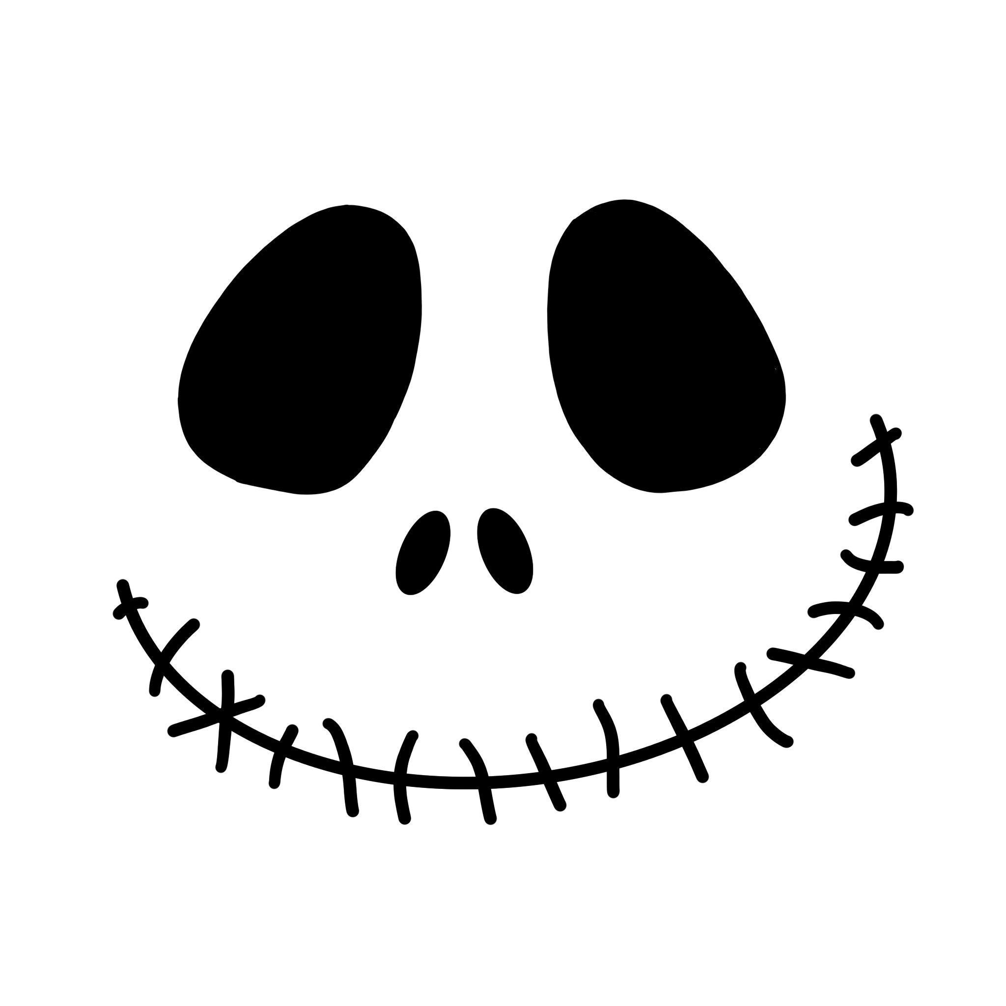 Jack Skellington Face (The Nightmare Before Christmas) Digital Files - SVG/PDF/PNG/Jpeg - Halloween Coloring Pages, Pumpkin Carving Stencil