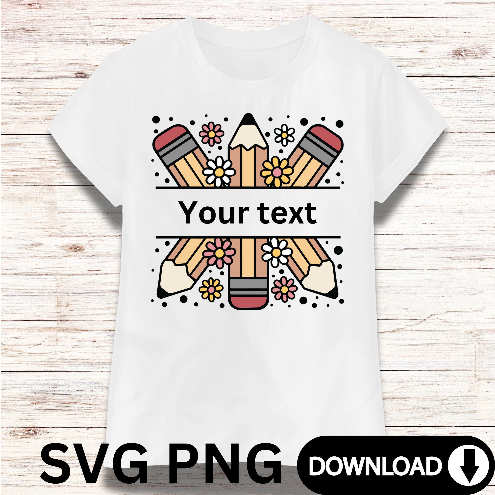 Pencil Name Frame | Gift for Teacher | Pencil Split Monogram Frame for Shirt Mug Digital Download SVG PNG files SVG Files For Cricut