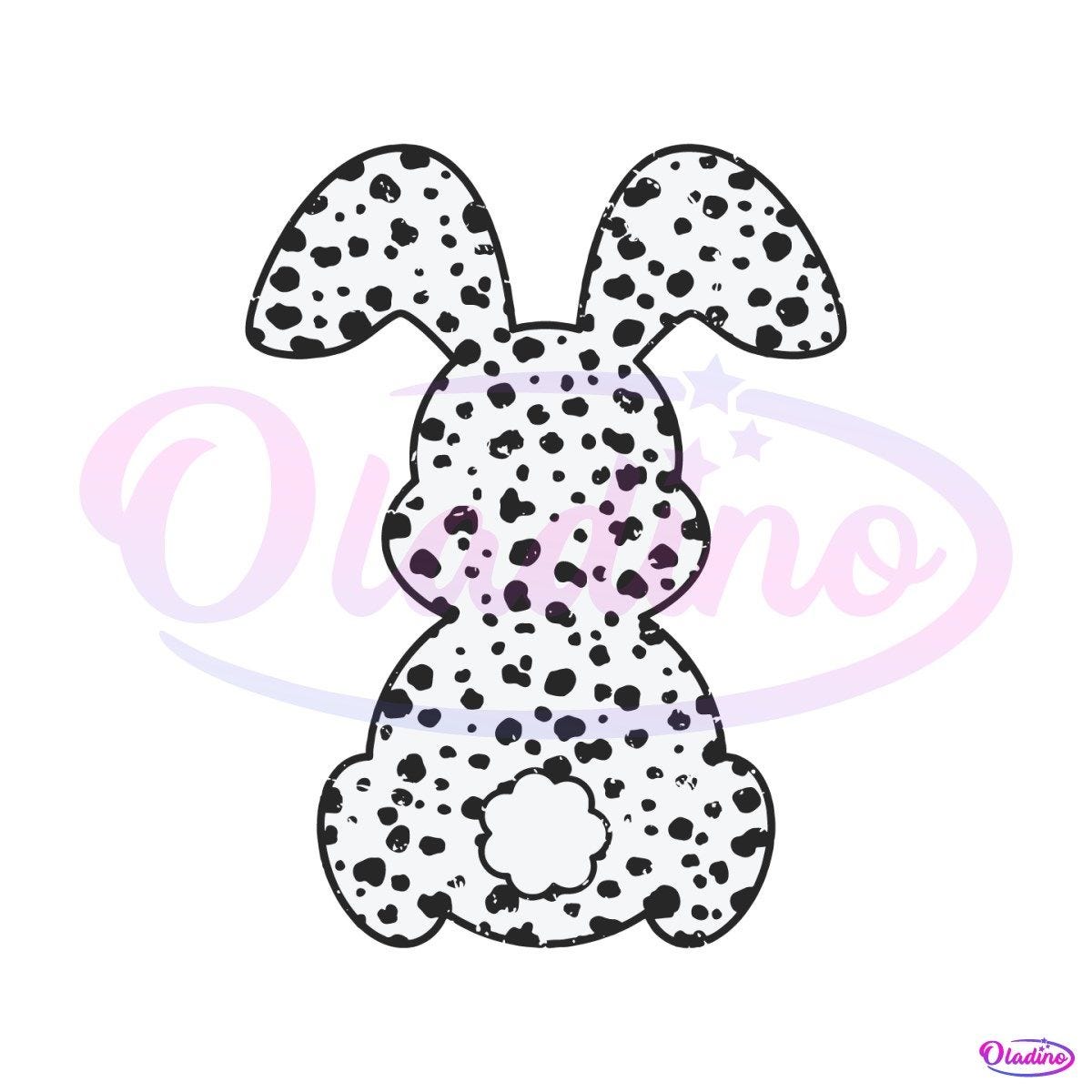 Grunge Dalmatian Bunny Happy Easter SVG