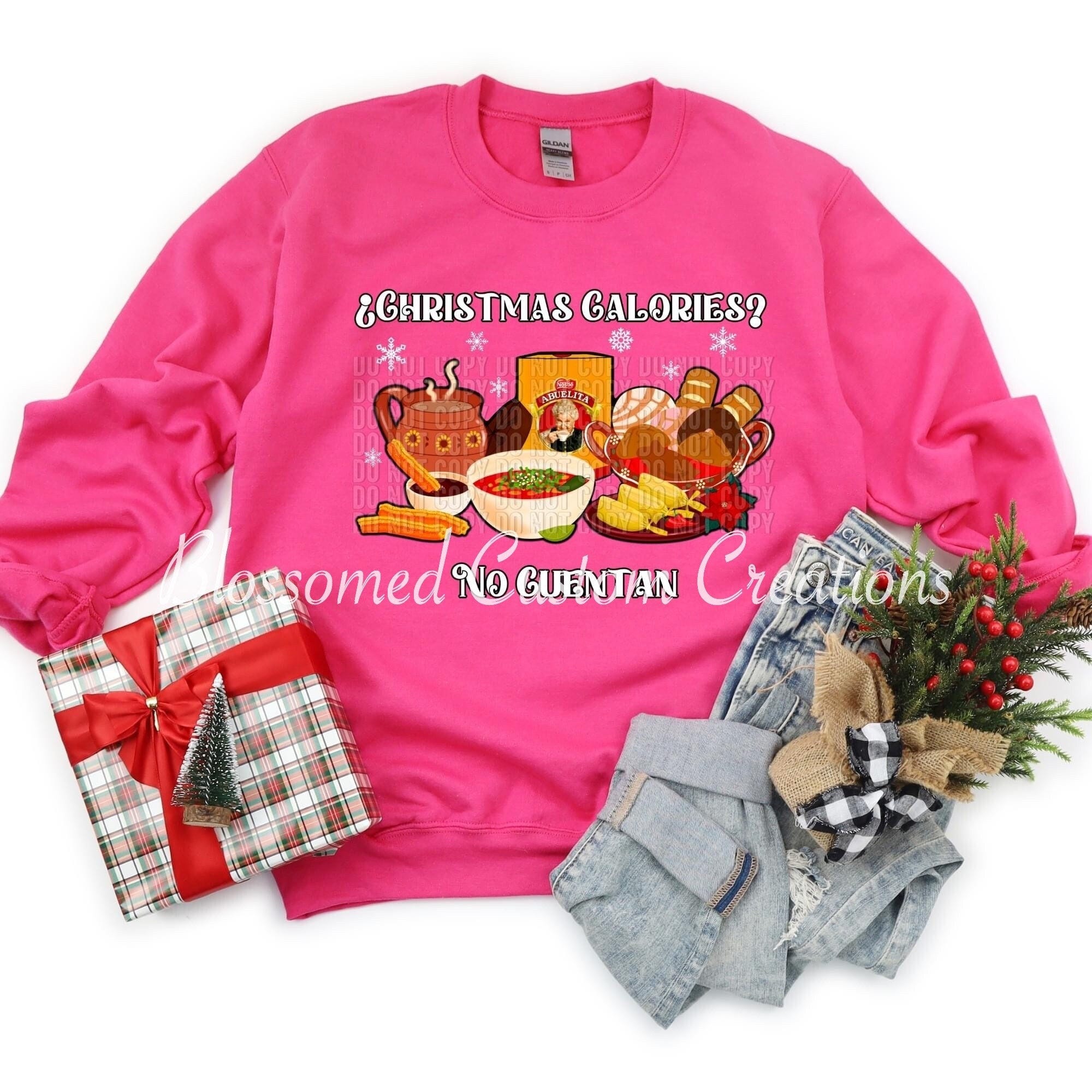 Christmas Calories| No Cuentan| Food| Drinks| Favorites| Unisex| Women| T-Shirt| Crewneck Sweater