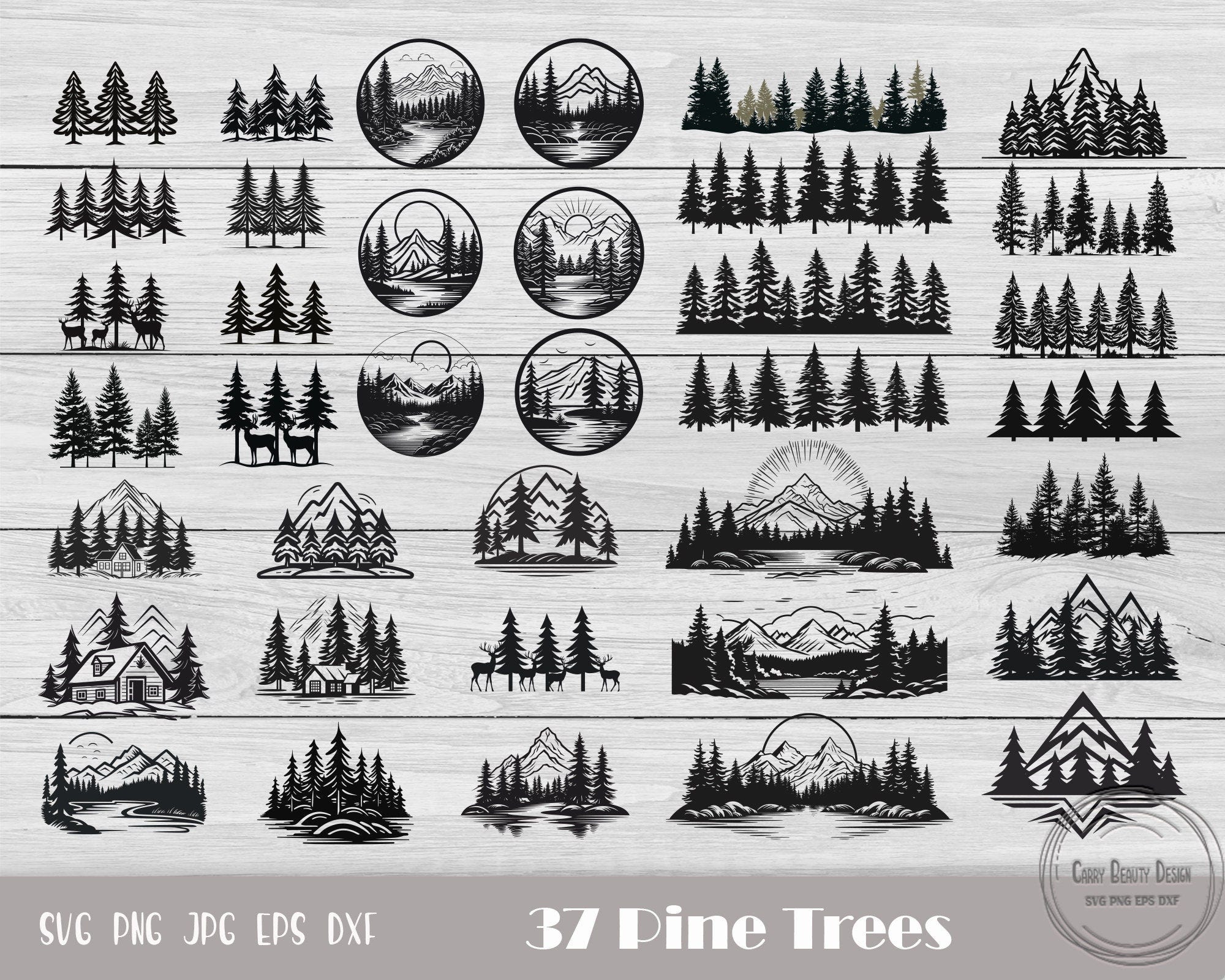Tree Silhouette Svg, Pine Tree Svg, Forest Silhouette, Pine Tree Cut File, Christmas Tree, Pine Tree Png, Winter Forest, Instant Download