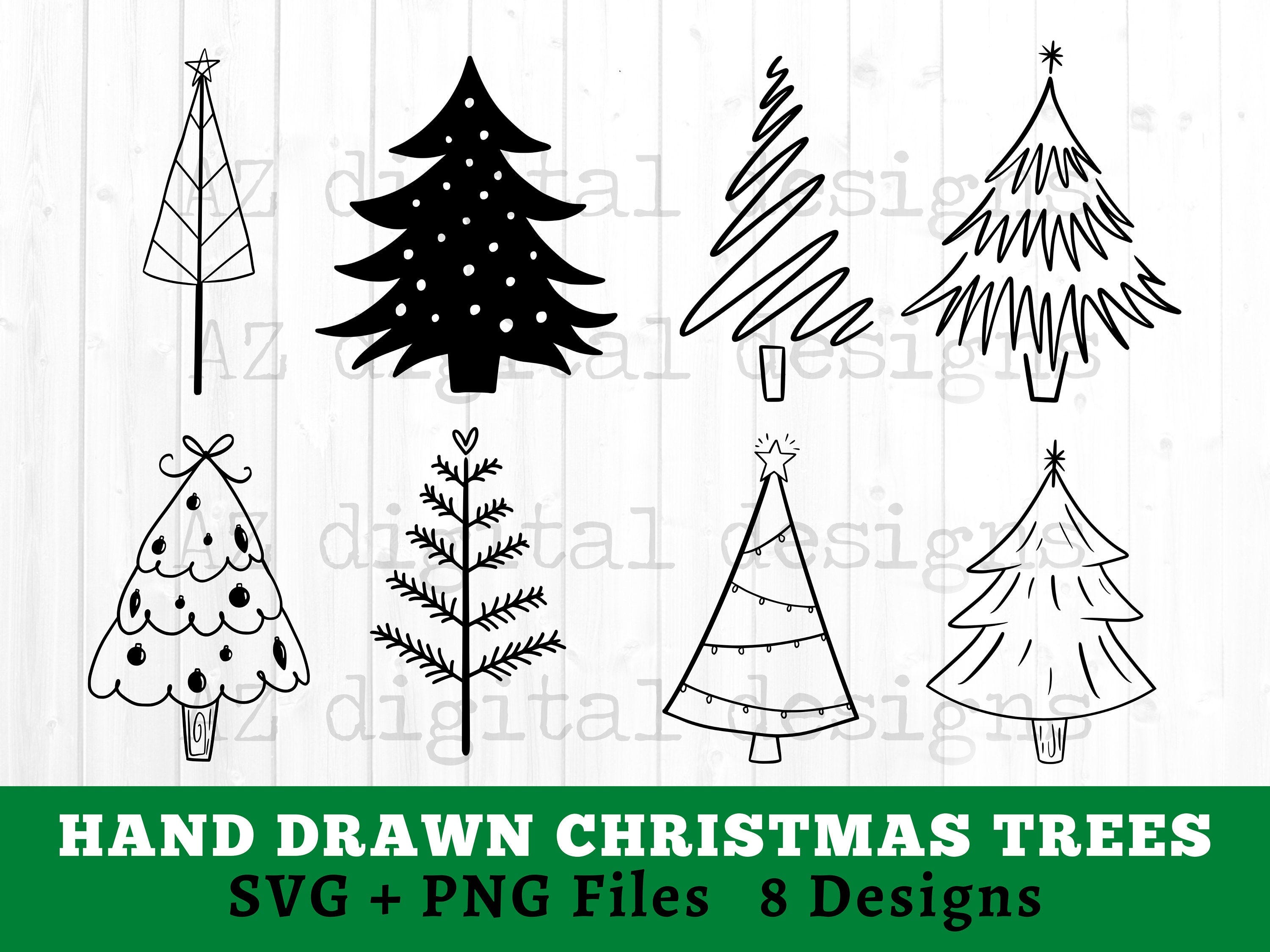 Christmas tree svg hand drawn bundle | christmas svg | merry christmas tree svg | christmas tree svg files | christmas cut files clipart