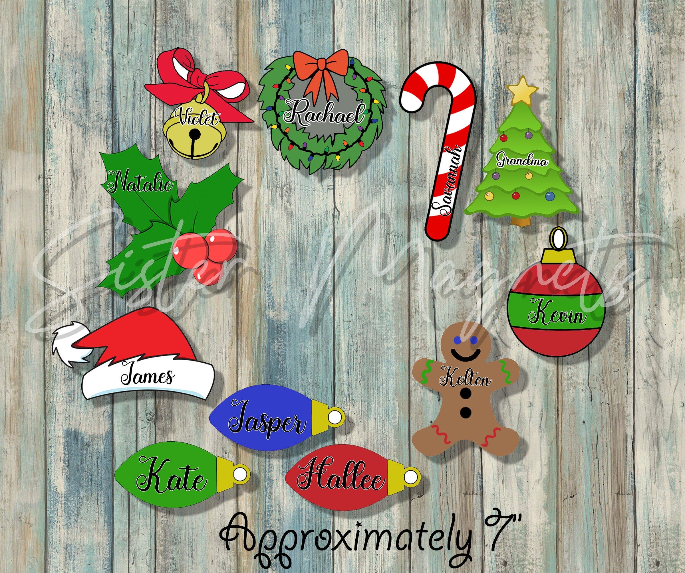 Custom Cruise, Christmas Cruise Magnets, Door Decorations, Santa, Elf, Candy Cane, RCC, Wreath