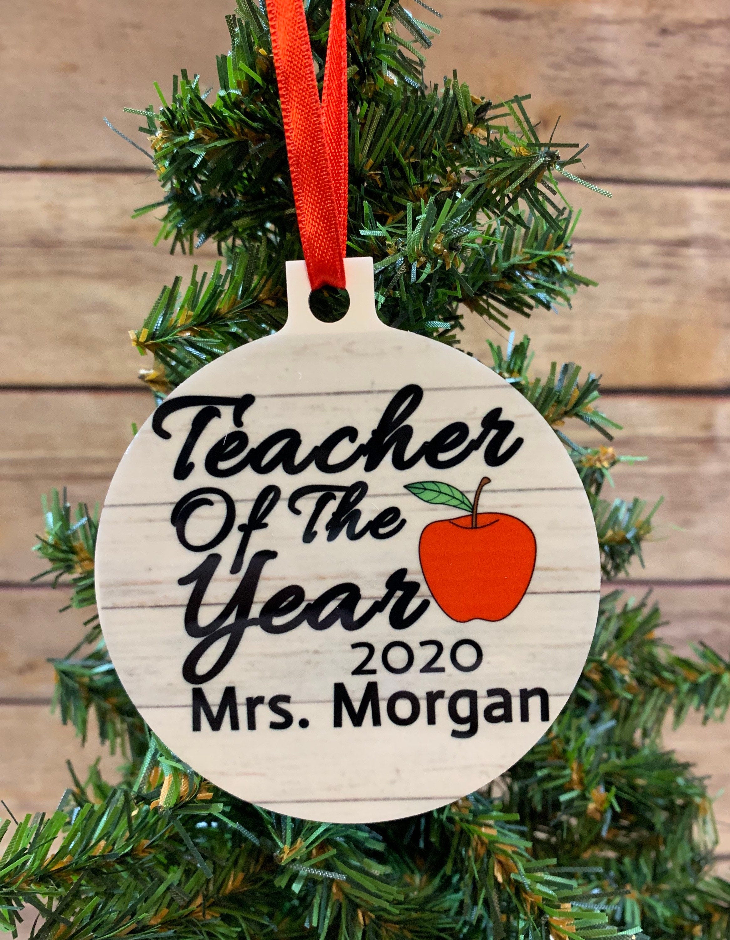 Teacher of the year Personalized Christmas Ornament