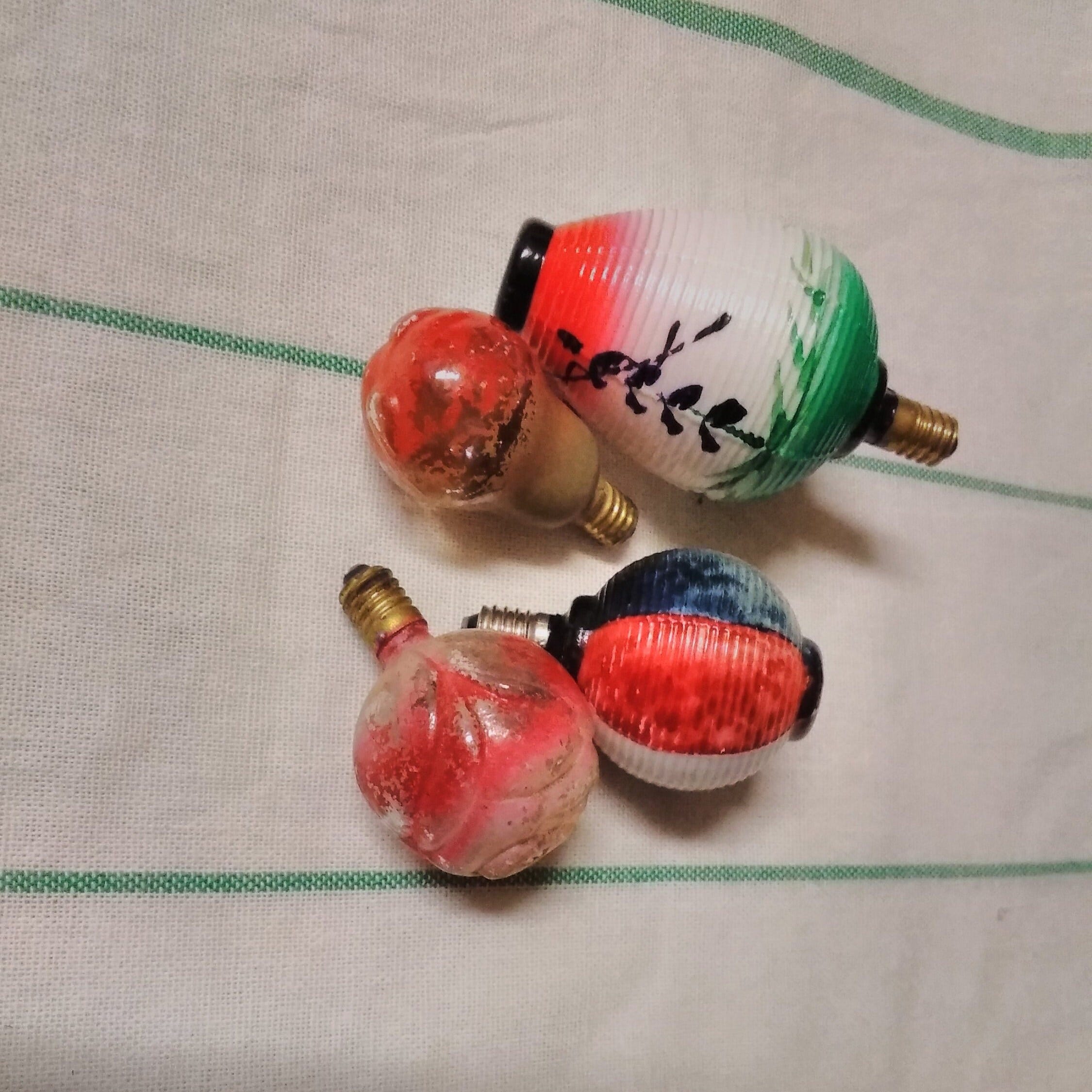 Vintage C6 Figural vintage Christmas light bulbs only, all working, beach ball, rose, lantern, pear, sold separately.
