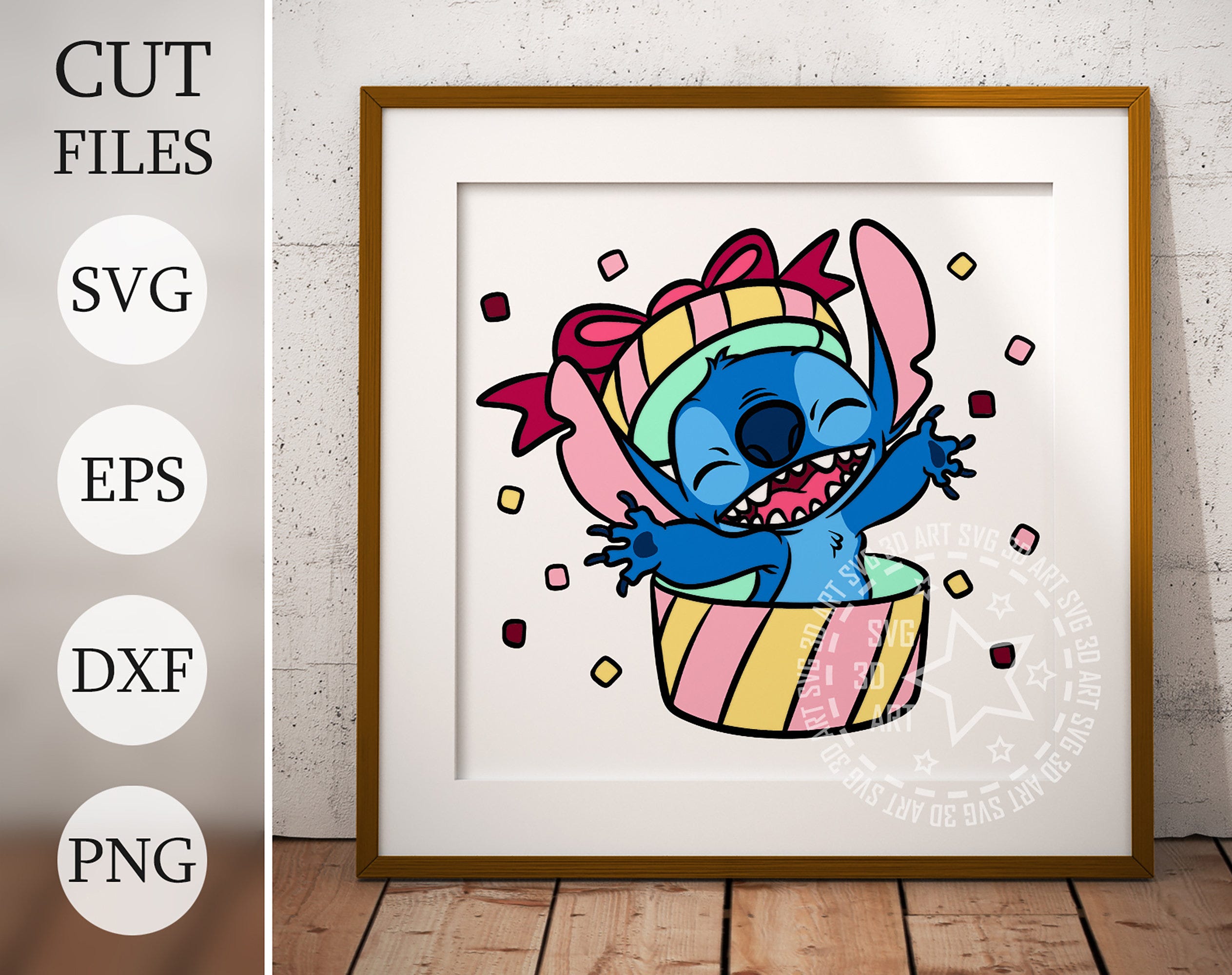 Stitch 3d Shadow Box SVG, Layered Files For Cricut, cartoon Cardstock SVG, Mandala Stitch, Laser cut