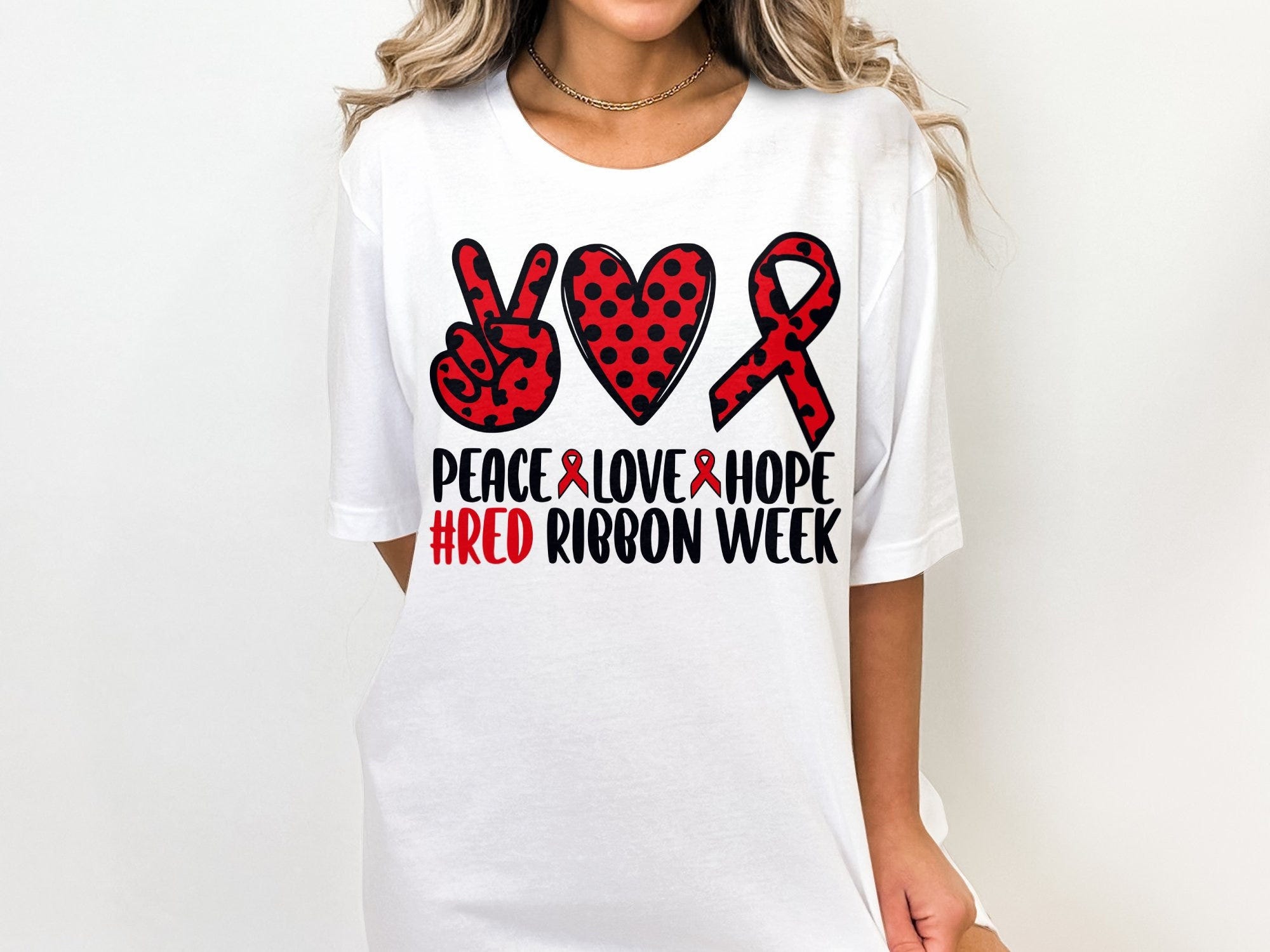 Red Ribbon Week Svg Png, peace love hope Svg, Drug Free Svg, Red Ribbon Week Awareness Svg Cricut Sublimation Design