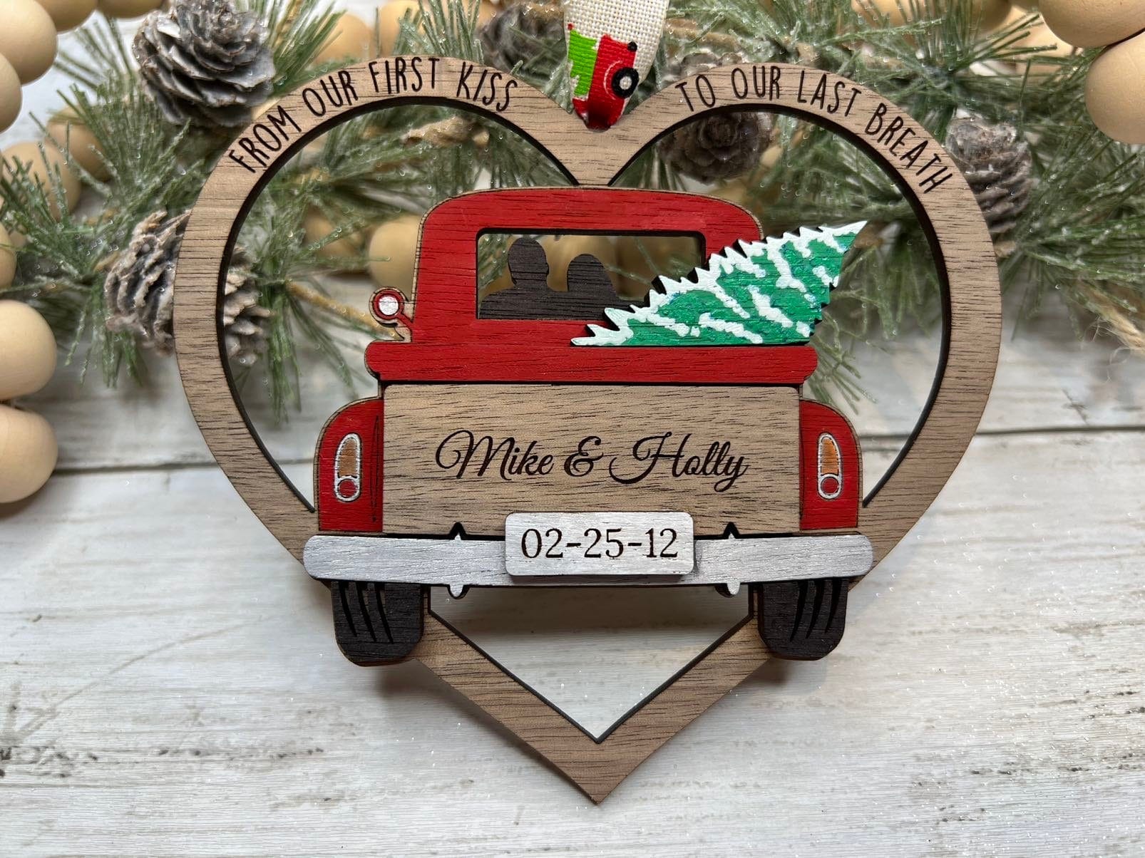 Christmas Tree Truck Ornament, SVG Laser File, From Our First Kiss to Our Last Breath, Glowforge Ready File, No Physical Product Shipped