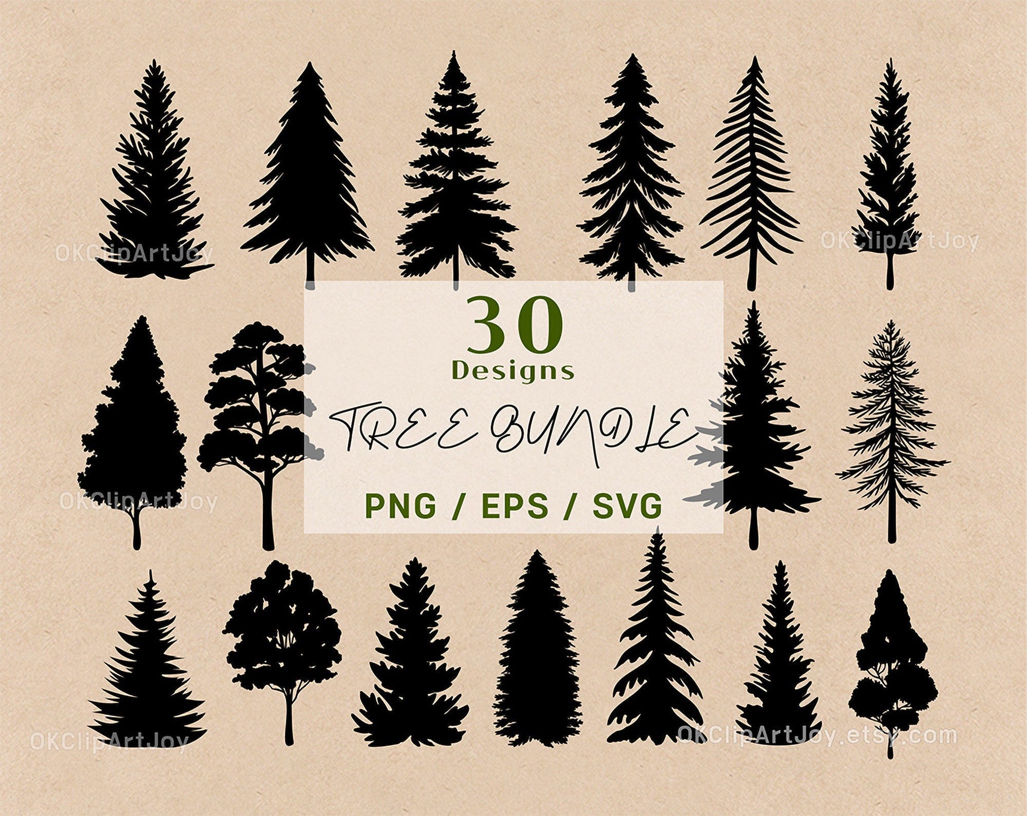 Tree Silhouette Svg, Tree Line Svg, Tree Svg, Treeline Svg, Pine Tree Svg, Trees Svg, Pine Tree Clipart, Christmas Tree Print Evergreen Tree