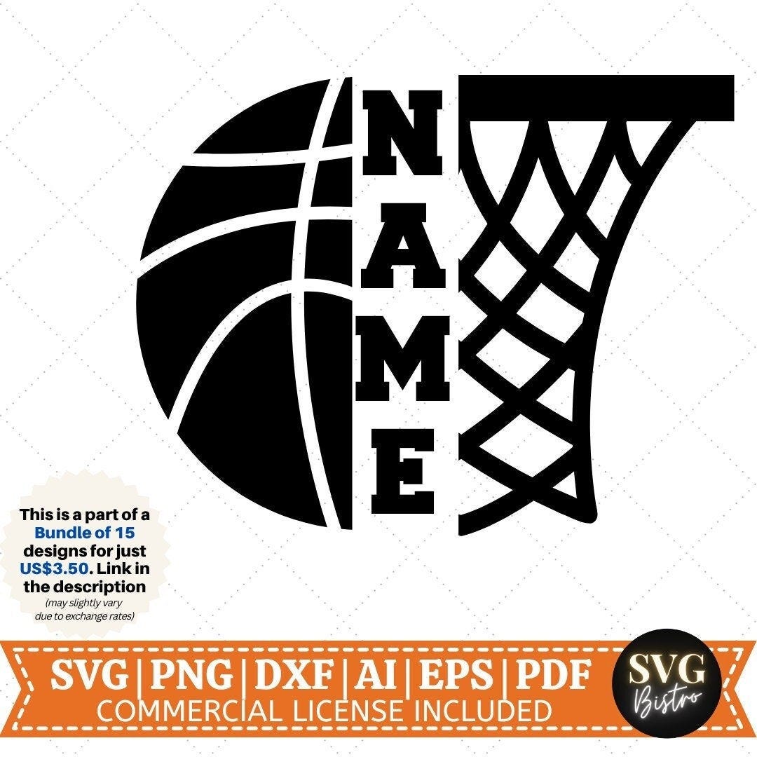 Basketball Monogram SVG | Basketball SVG | Basketball Ring SVG | Split Monogram | Basketball Player | Cut Files for Cricut | Sublimation