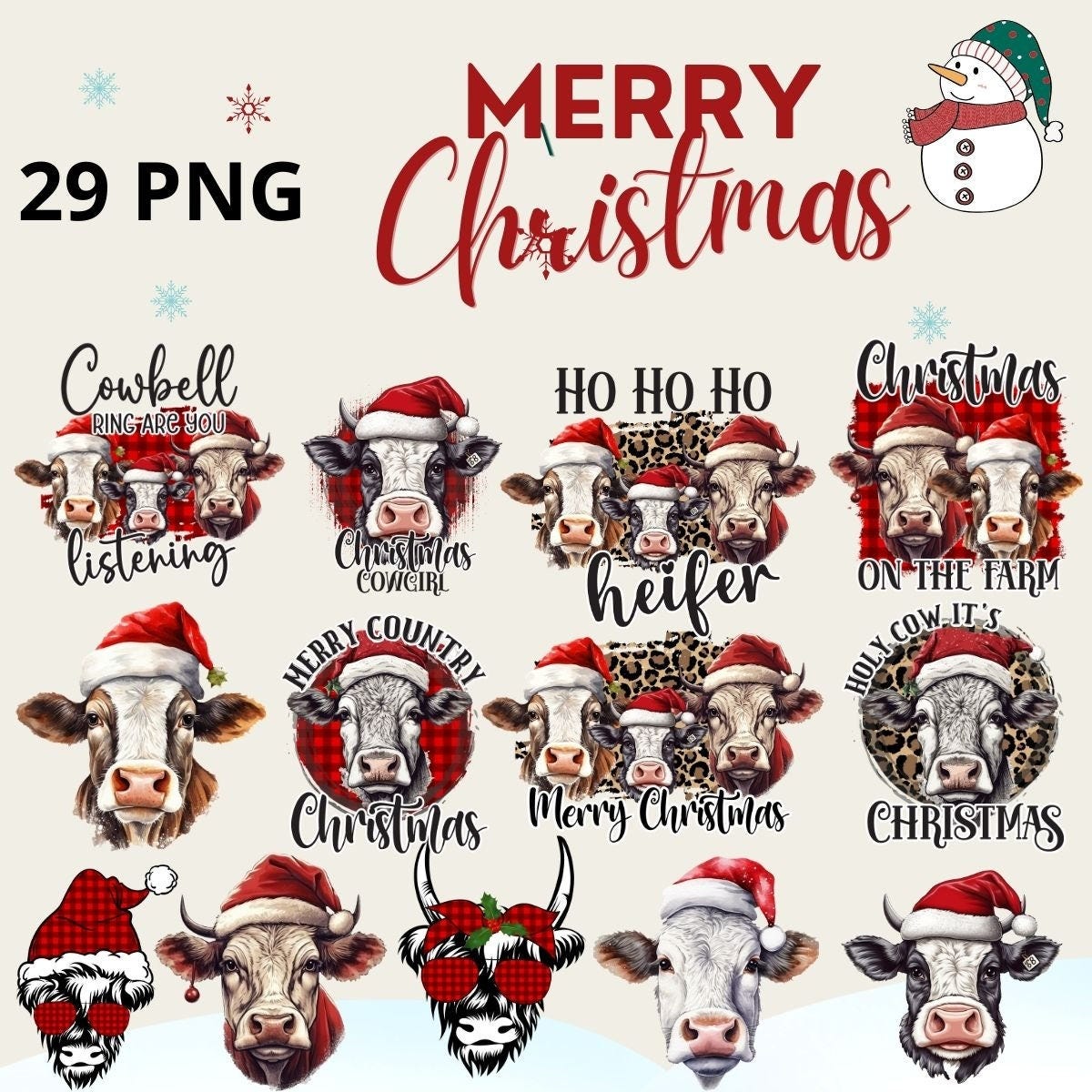 Leopard Cow Christmas Bundle Png, Christmas Highland Cow Png, Cow Png, Digital Download, Mooey Christmas Png, Leopard Christmas Png