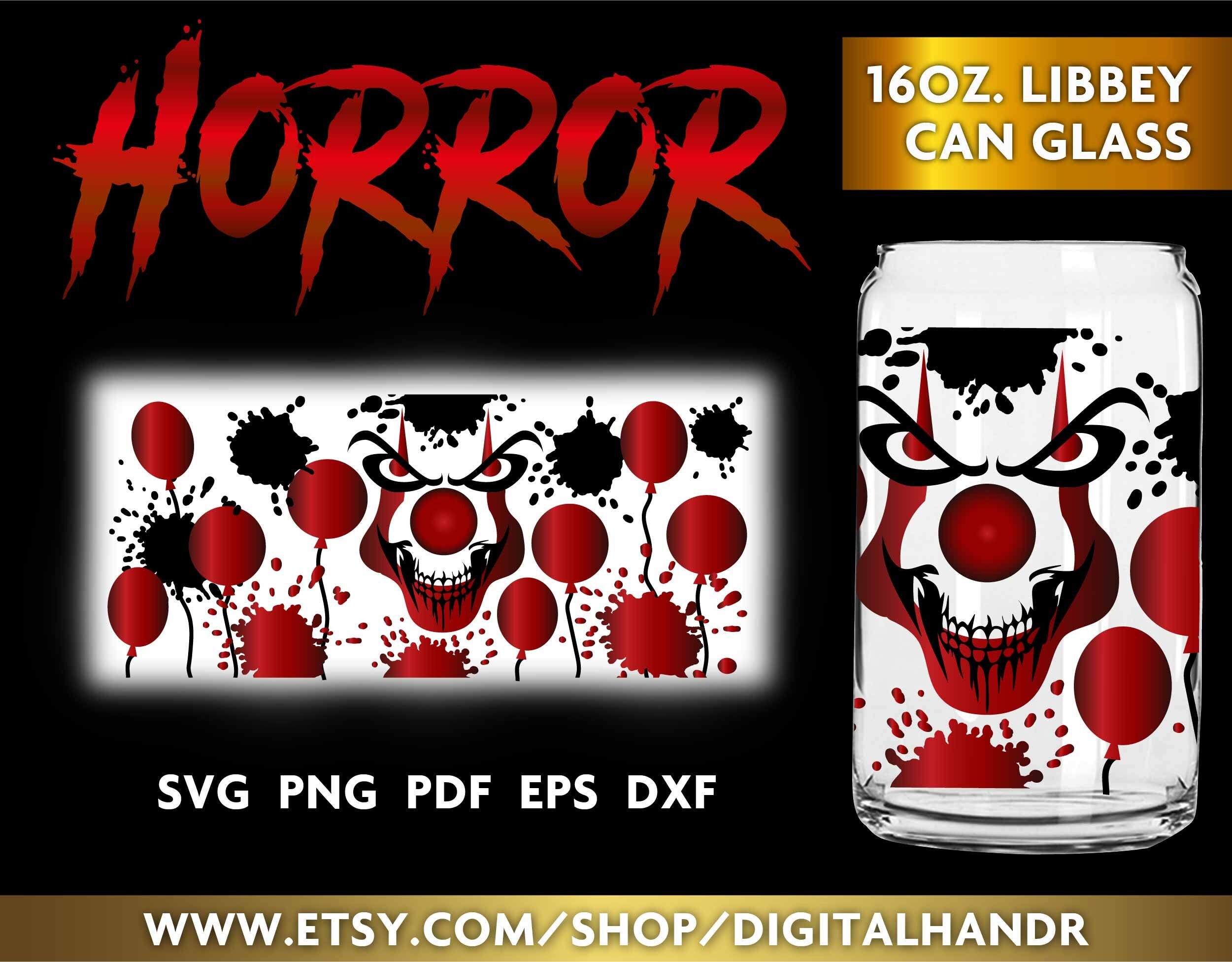 Scary Clown can glass svg libbey, IT SVG, Clown Svg, Halloween Svg, Cricut file, Silhouette File, Horror Svg, Horror Movie Svg (