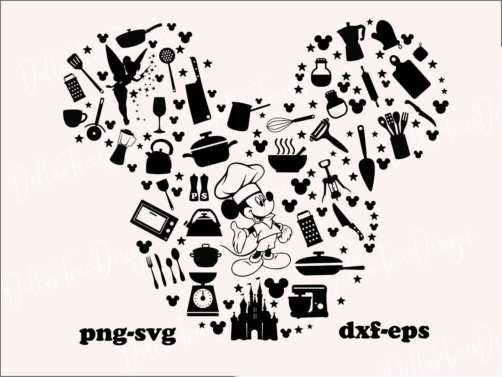 Svg Mickey Mouse silhouette Png,chef mickey, Cartoon character Cut file Dxf, Cricut,mickey chef,mickey restaurant,cute chef,mickey kitchen