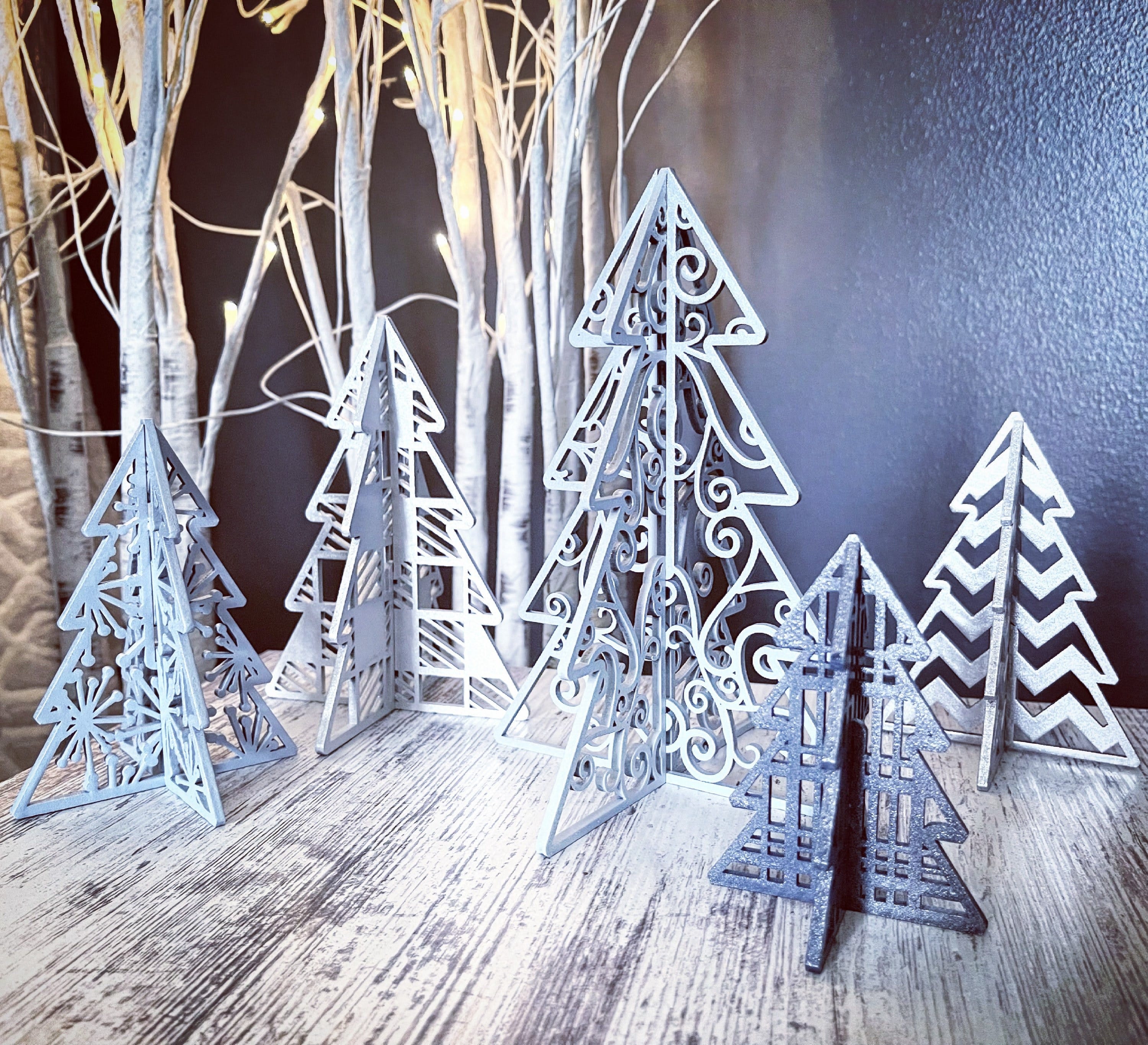 3D Patterned Standing Trees - Set of 5 - SVG Digital Download for Glowforge or Laser -Not a Physical Item -For 1/8” MATERIAL ONLY