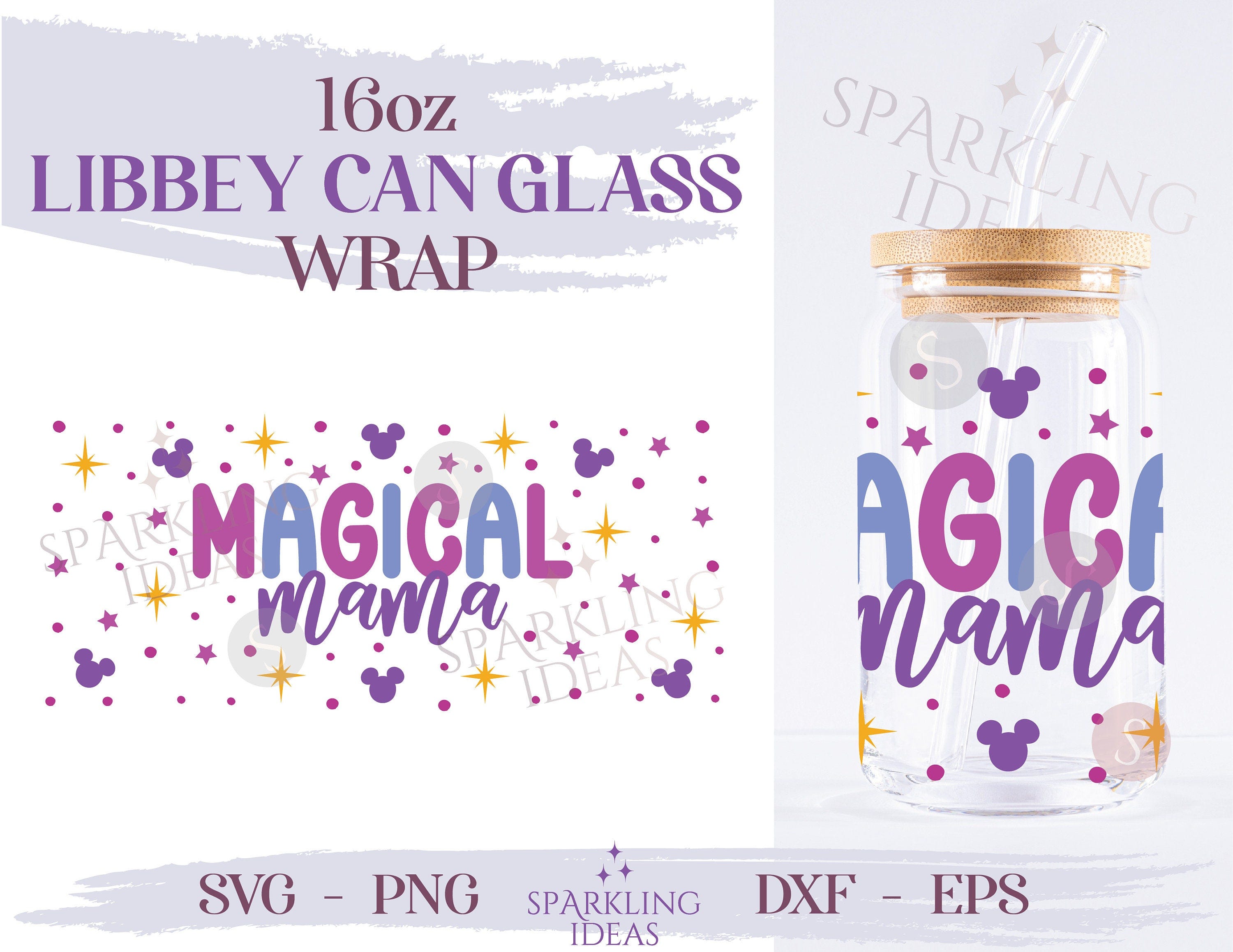 Magical Mama Libbey 16oz Glass SVG, Magical Ears Libbey Glass Svg, Mouse Ears Wrap Svg