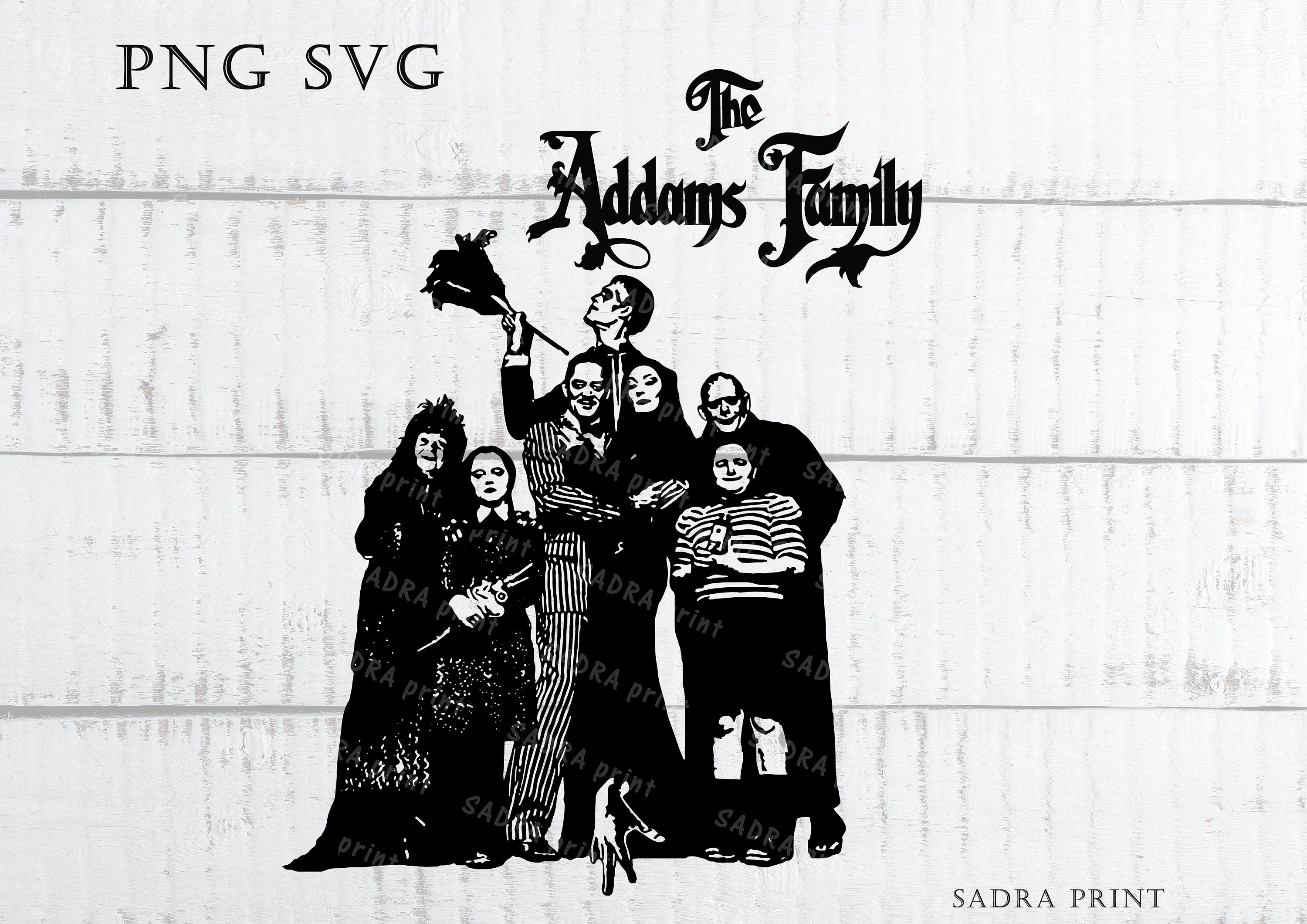 Addams Family in SVG PNG JPG files Halloween svg player Wall art print files for cut Instant digital Horror movies