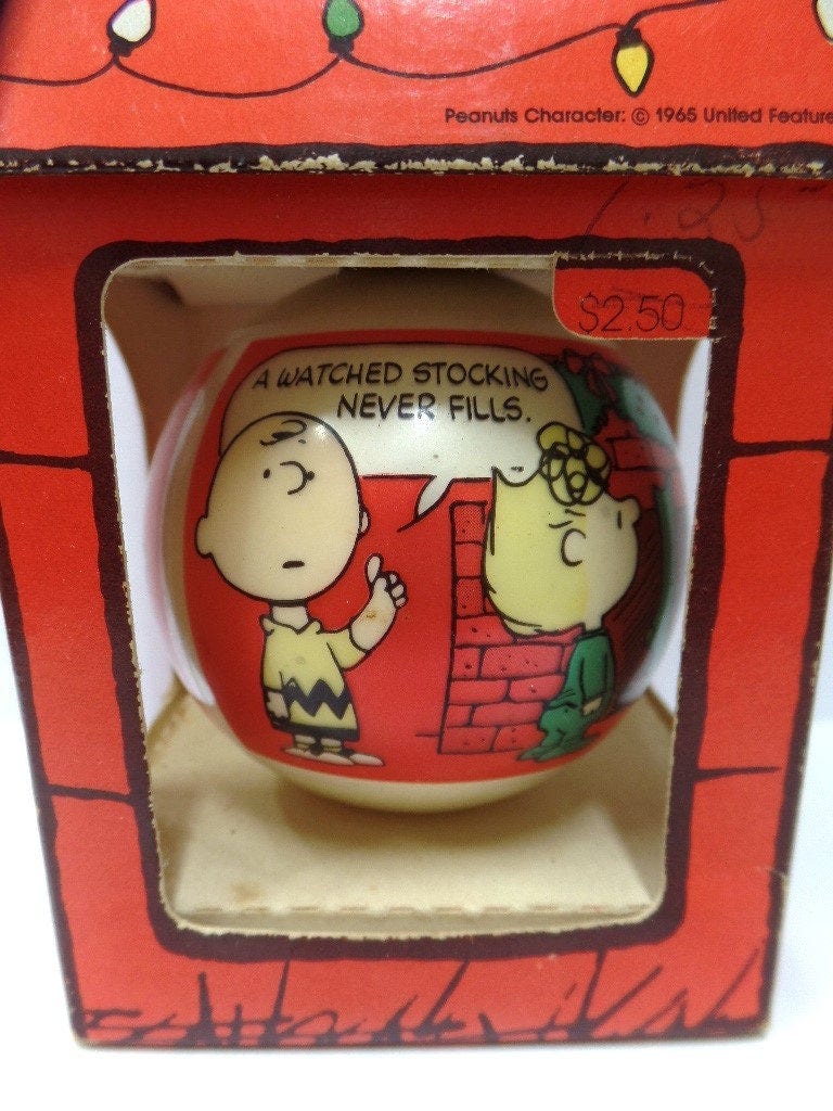 Hallmark Peanuts Glass Christmas Ornament 1977 NRFB NOS Doghouse Box RARE