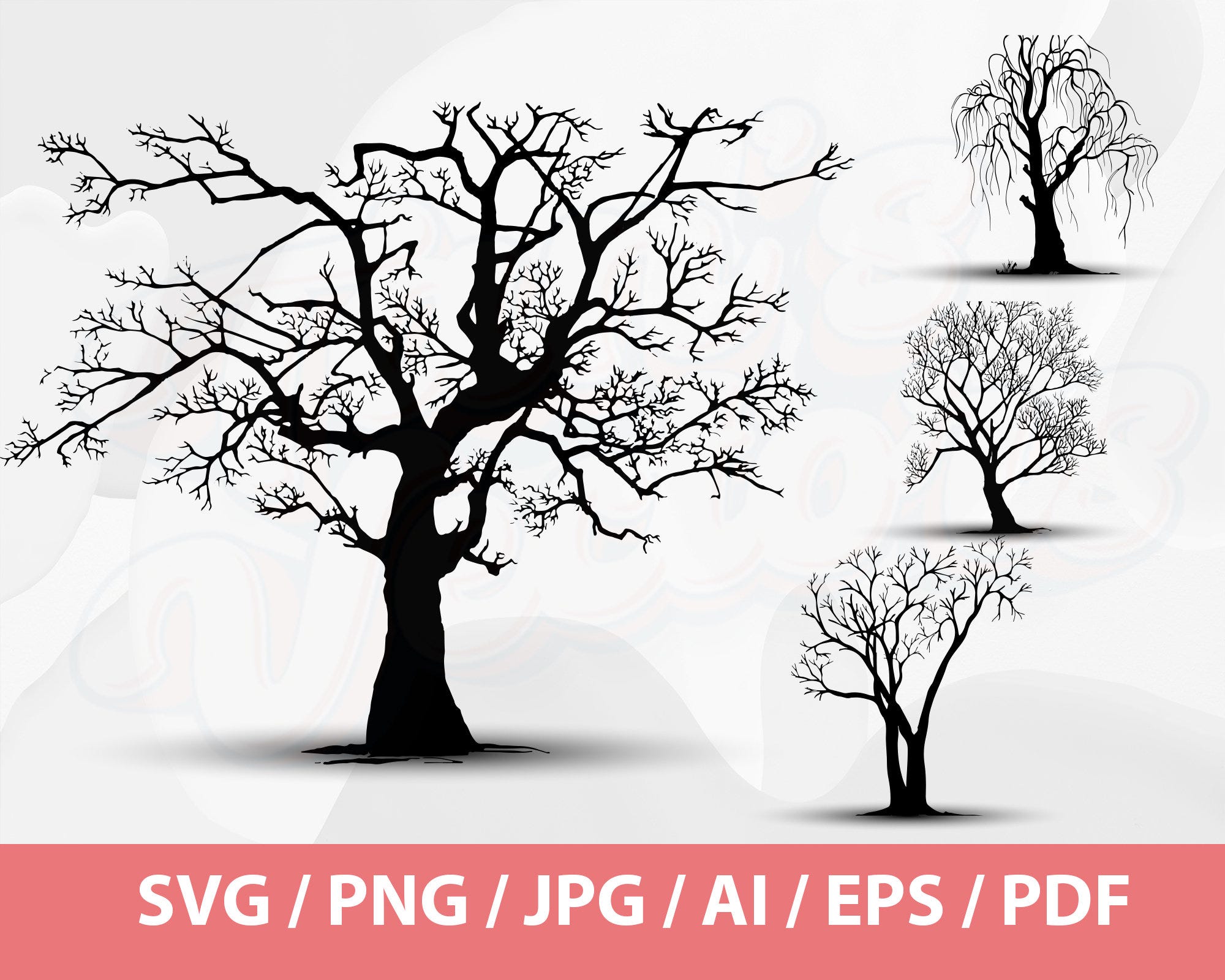Tree Silhouettes Set - Forest Svg Files, Tree Clipart, Tree svg bundle, woodland svg, forest svg bundle, camping svg, tree svg, silhouette