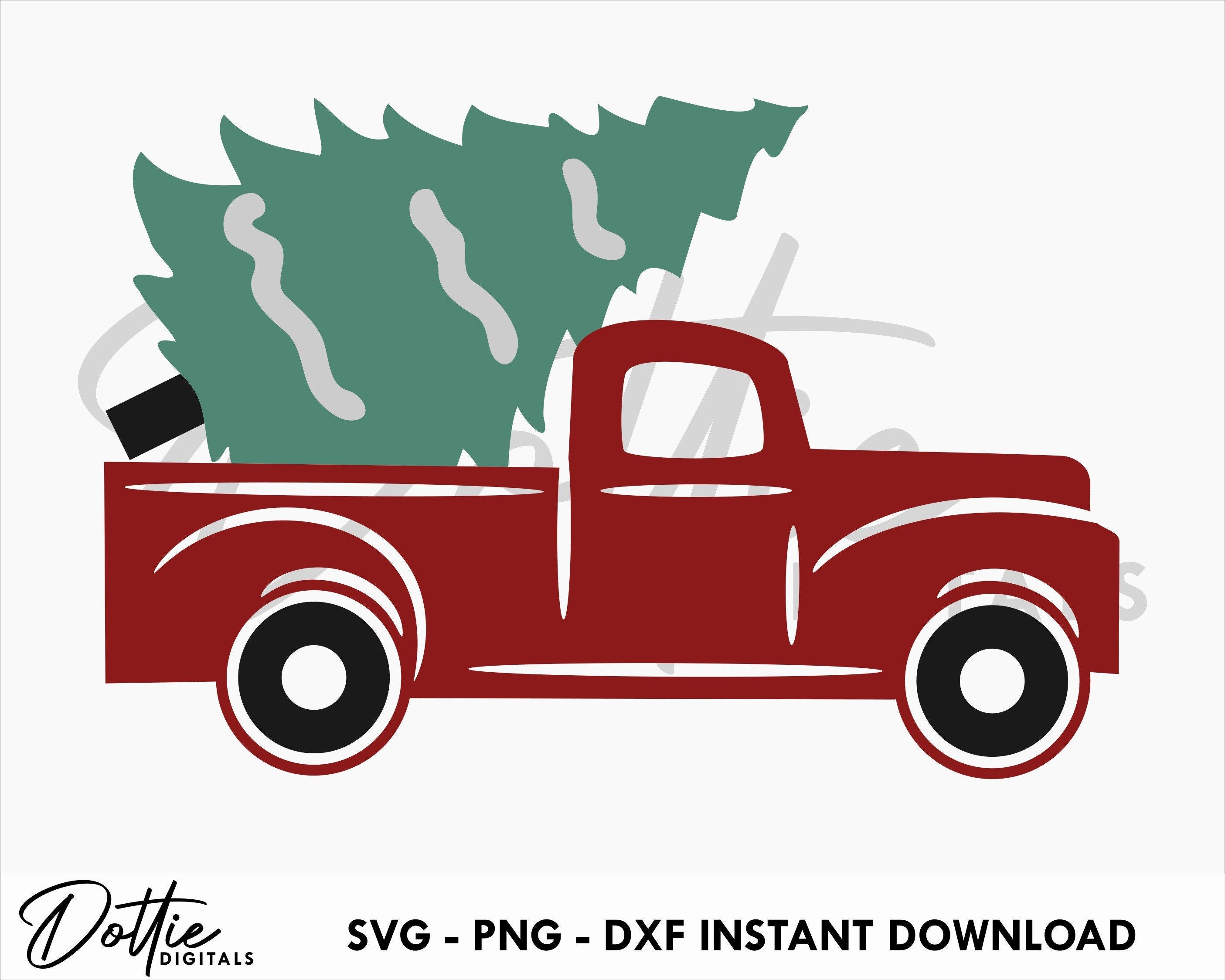 Christmas Tree Truck SVG PNG DXF Traditional Festive Winter Pine Spur Trees Farm Xmas Cutting File Design Noel Winter Craft File Clip Art