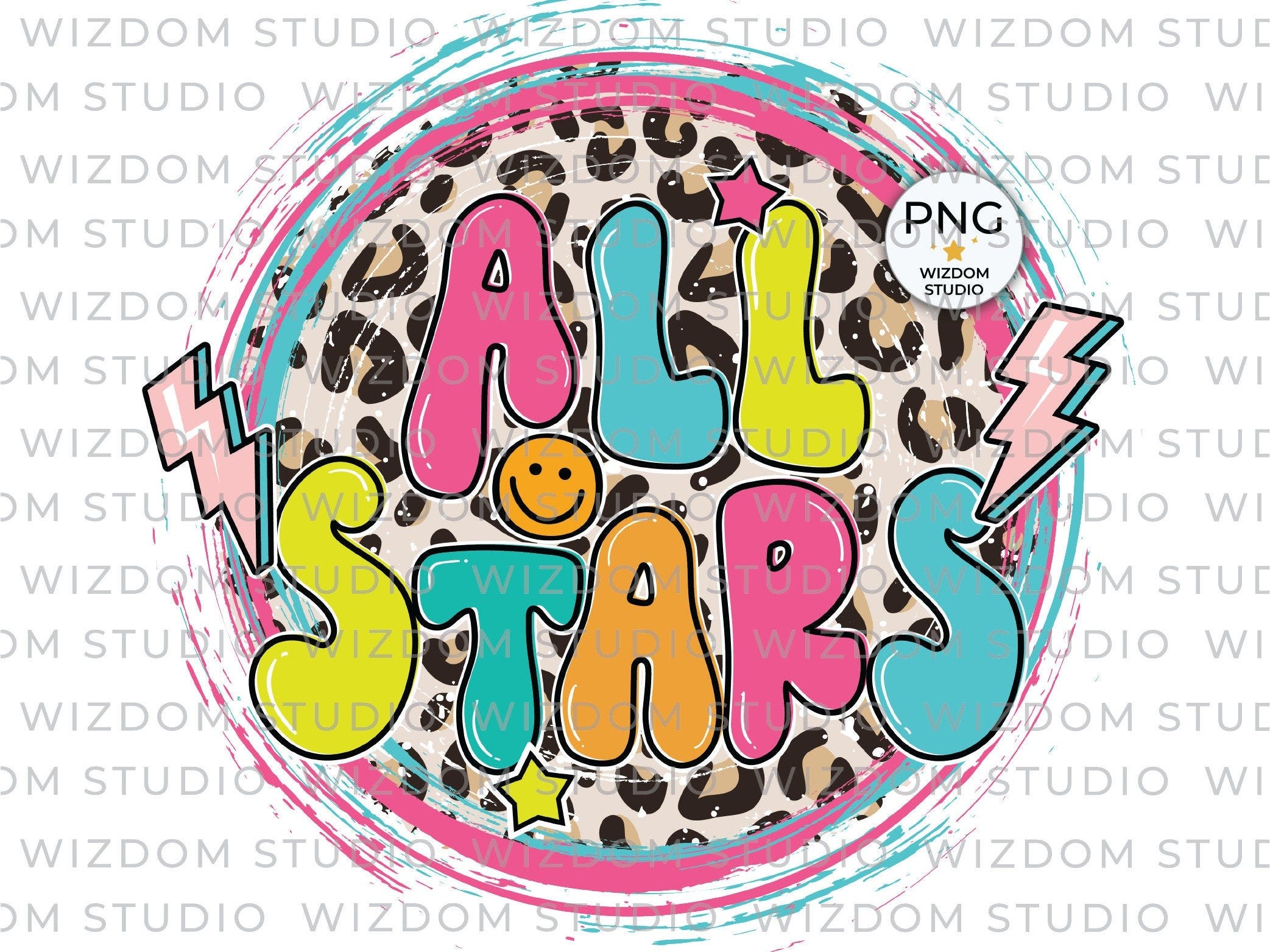All Stars PNG Image, Leopard Lightning Bolt Design, Sublimation Designs Downloads, PNG File
