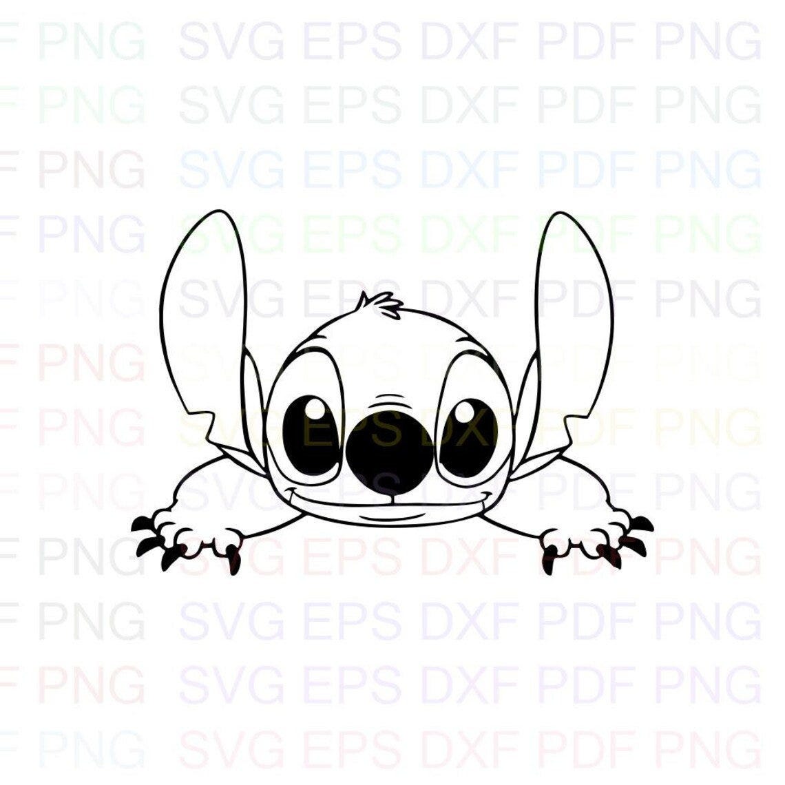 Stitch_Peeking_Lilo_and_Stitch Svg Outline Dxf Eps Pdf Png, Cricut, Cutting file, Vector, Clipart - Instant Download