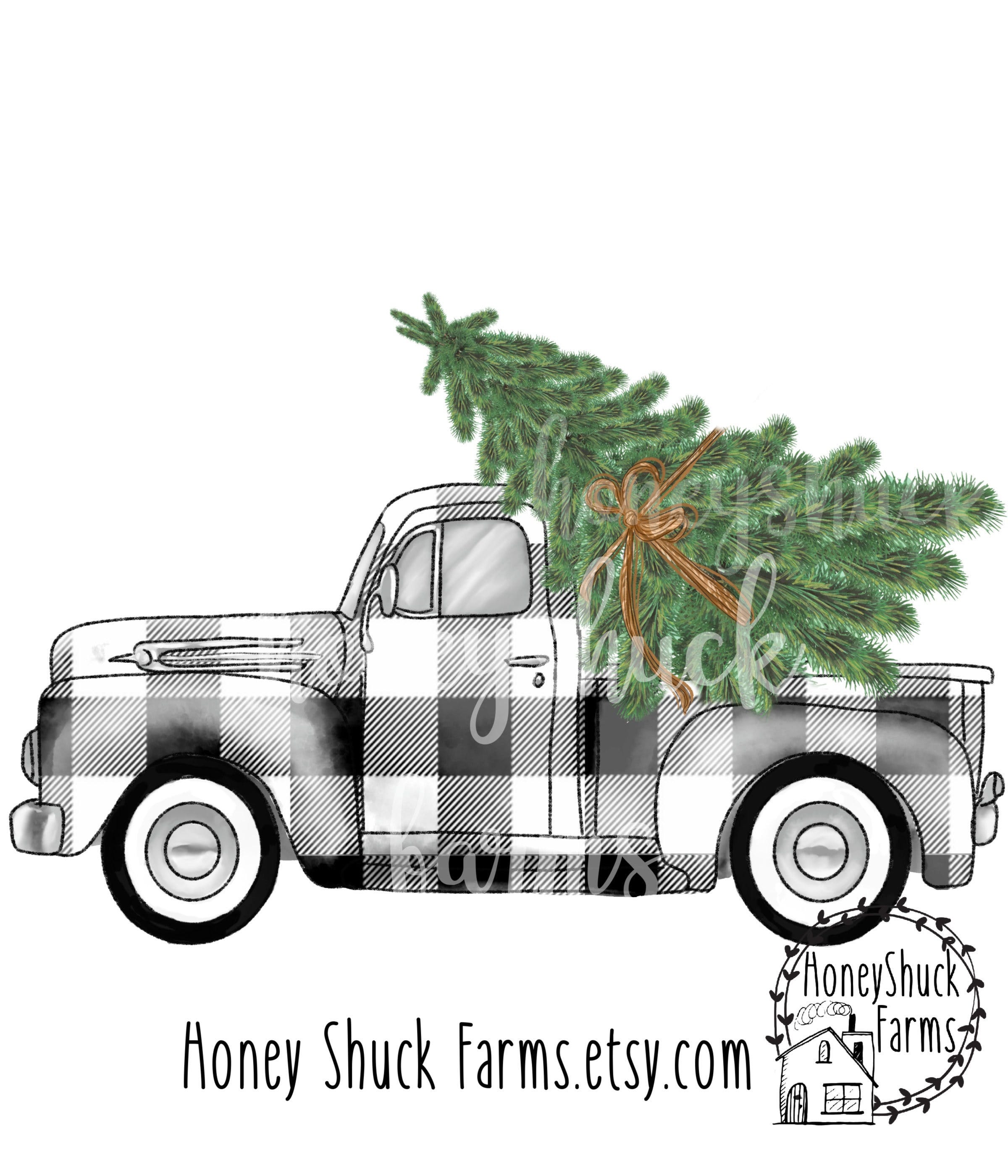 Buffalo Plaid Truck with Tree Sublimation Digital Download, Christmas, Truck with Tree png, Digital Graphics Clipart, Christmas Shirt Design
