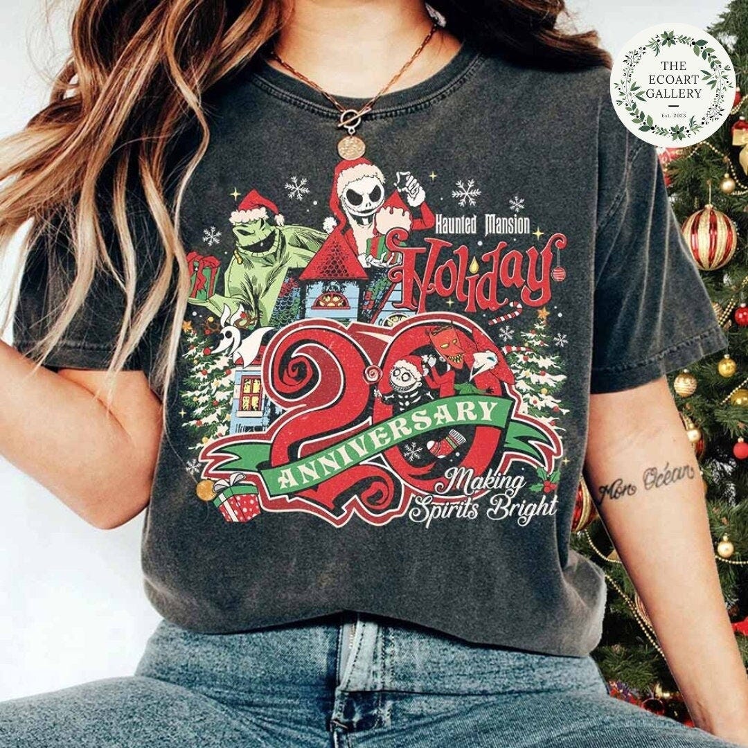 Vintage The Haunted Mansion Holiday Disney Christmas Shirt, The Nightmare Before Christmas Making Spirits Bright, Family Christmas Matching